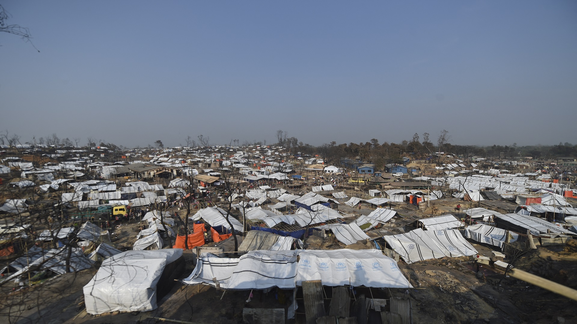 Image for the title: Three Rohingya killed in new blaze at Bangladesh camp 