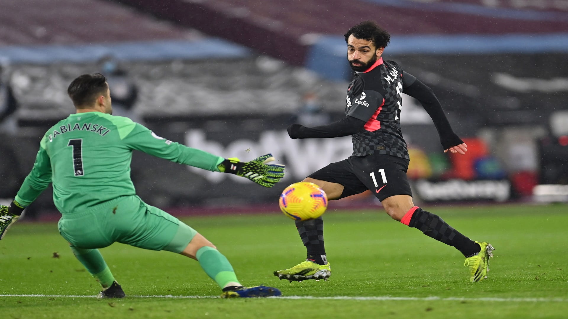 Image for the title: Salah double fires Liverpool to victory at West Ham 