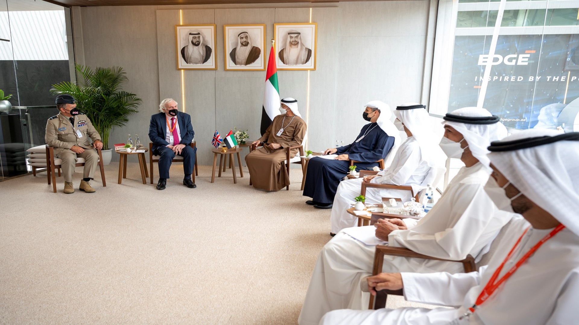 Image for the title: Mohamed bin Zayed receives foreign defence ministers at IDEX 2021 