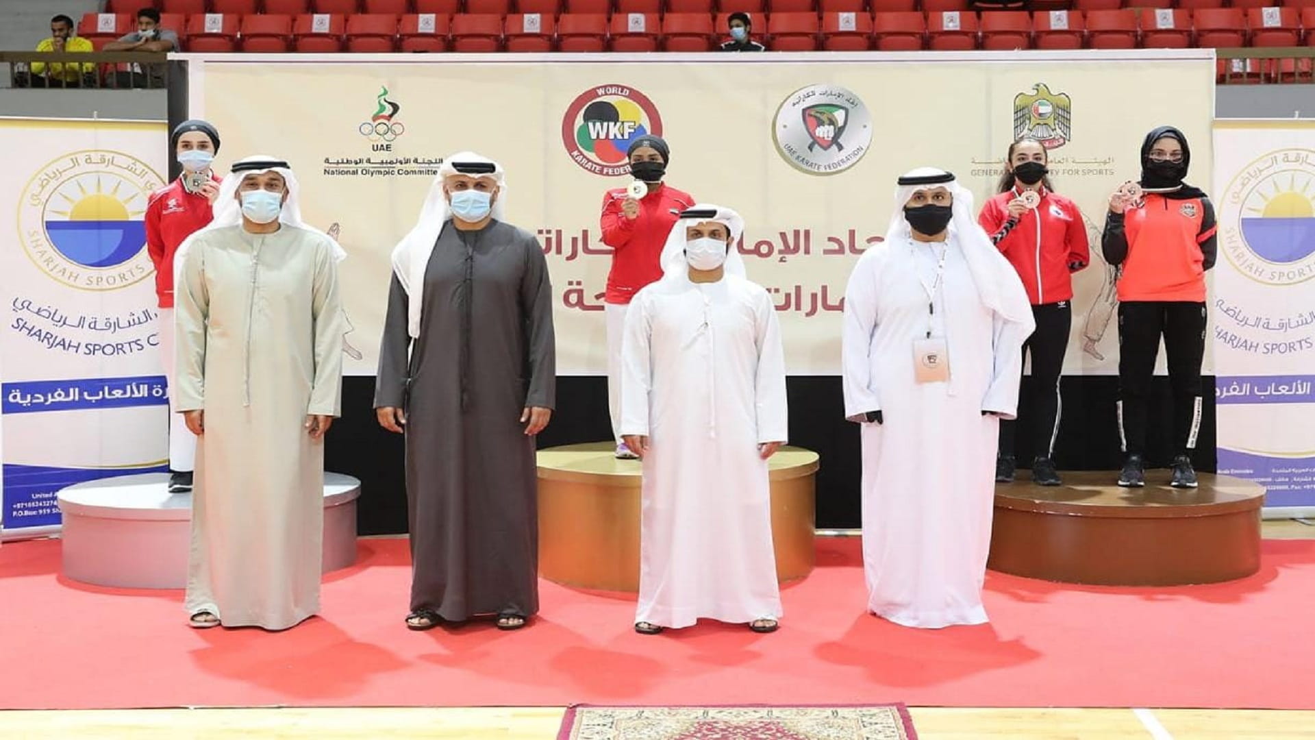 Image for the title: Karate team of Sharjah Women's Sports Club harvests 6 medals 