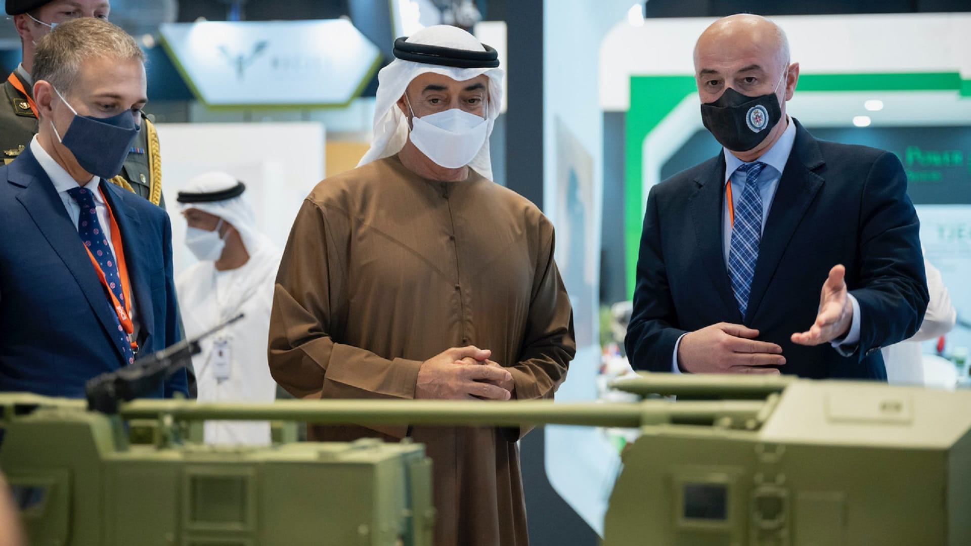 Image for the title: Mohamed bin Zayed continues tours of IDEX 2021 