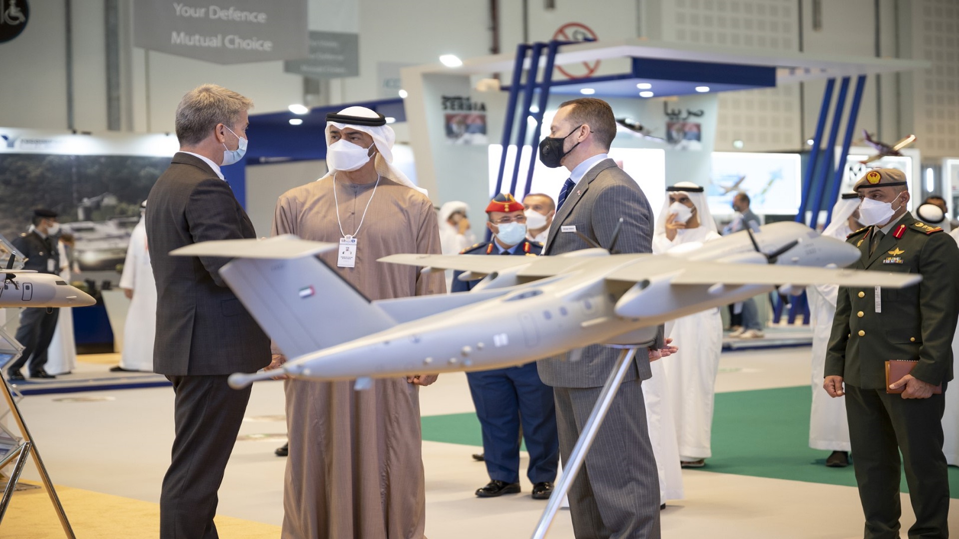 Image for the title: Mohamed bin Zayed visits IDEX 2021 