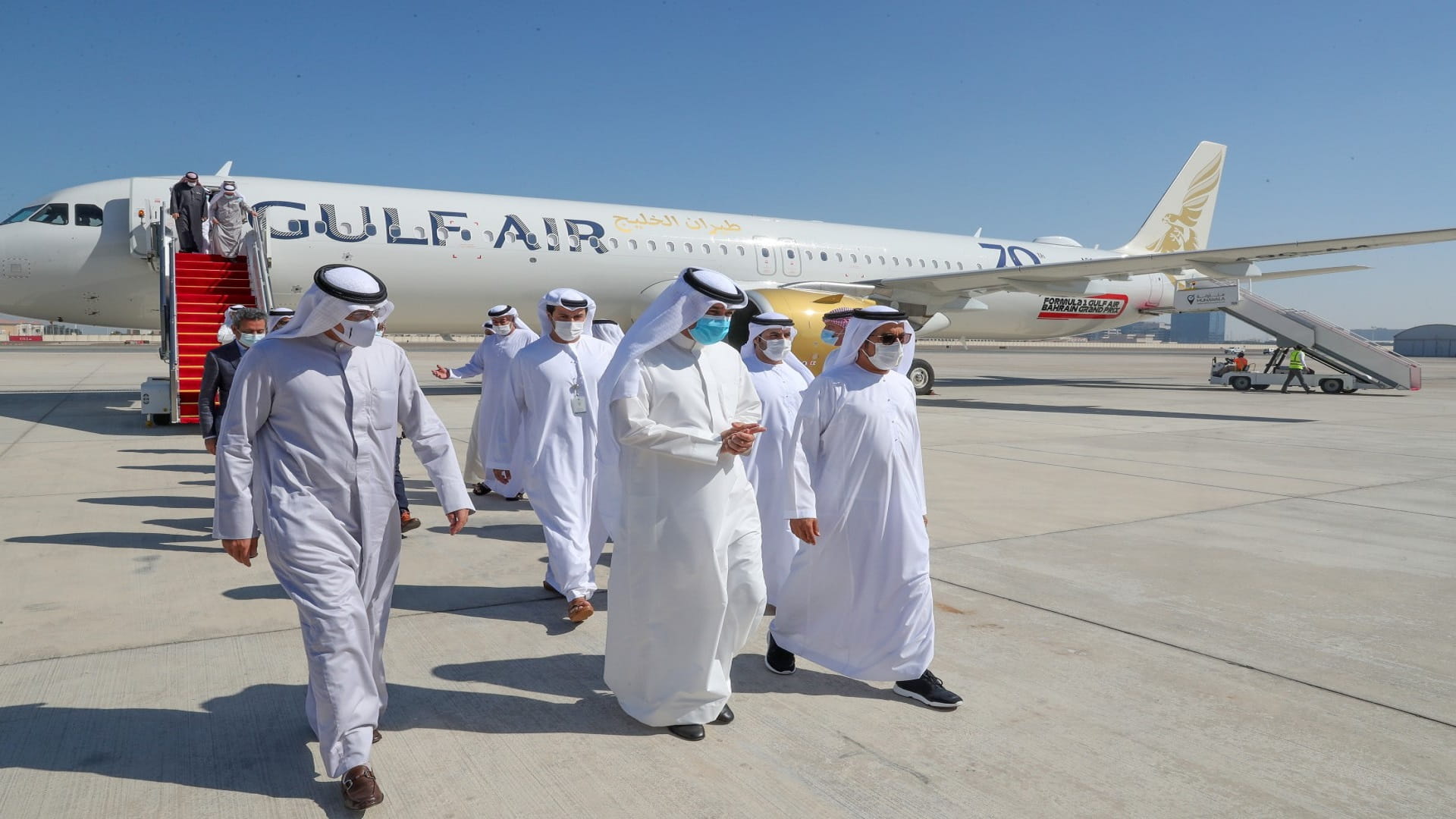 Image for the title: First flight from Bahrain arrives in AD from BIA new terminal 