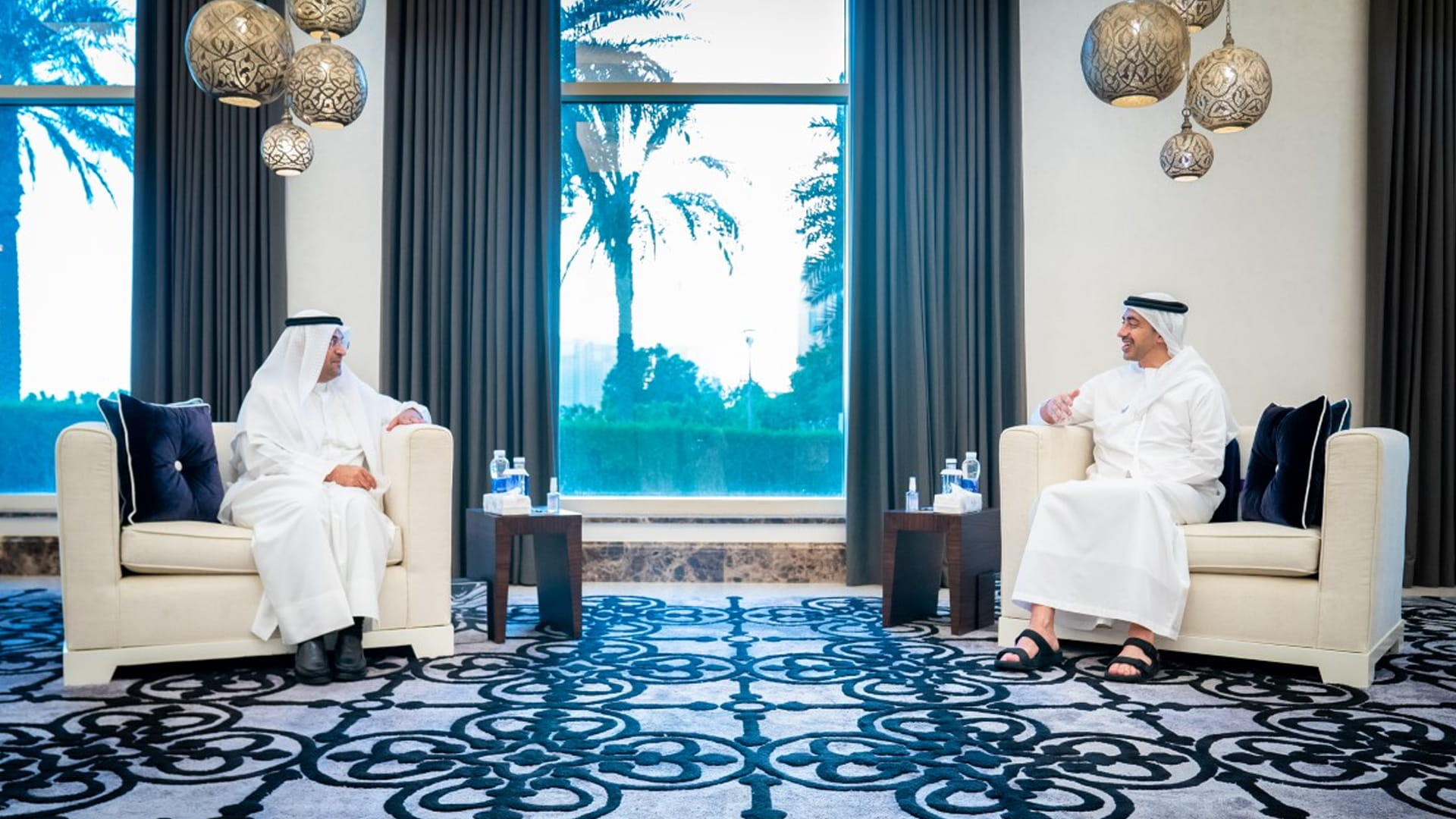 Image for the title: Abdullah bin Zayed, Al Hajraf discuss regional developments 