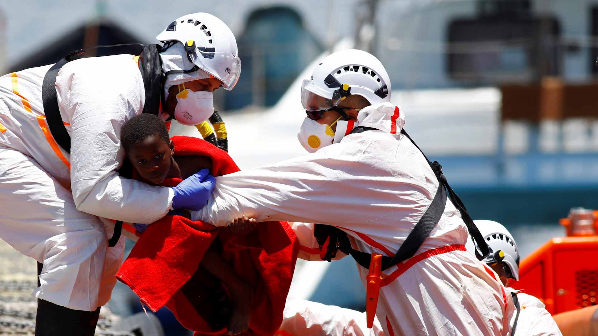 Image for the title: Dozens of migrants rescued off Spain's Gran Canaria 