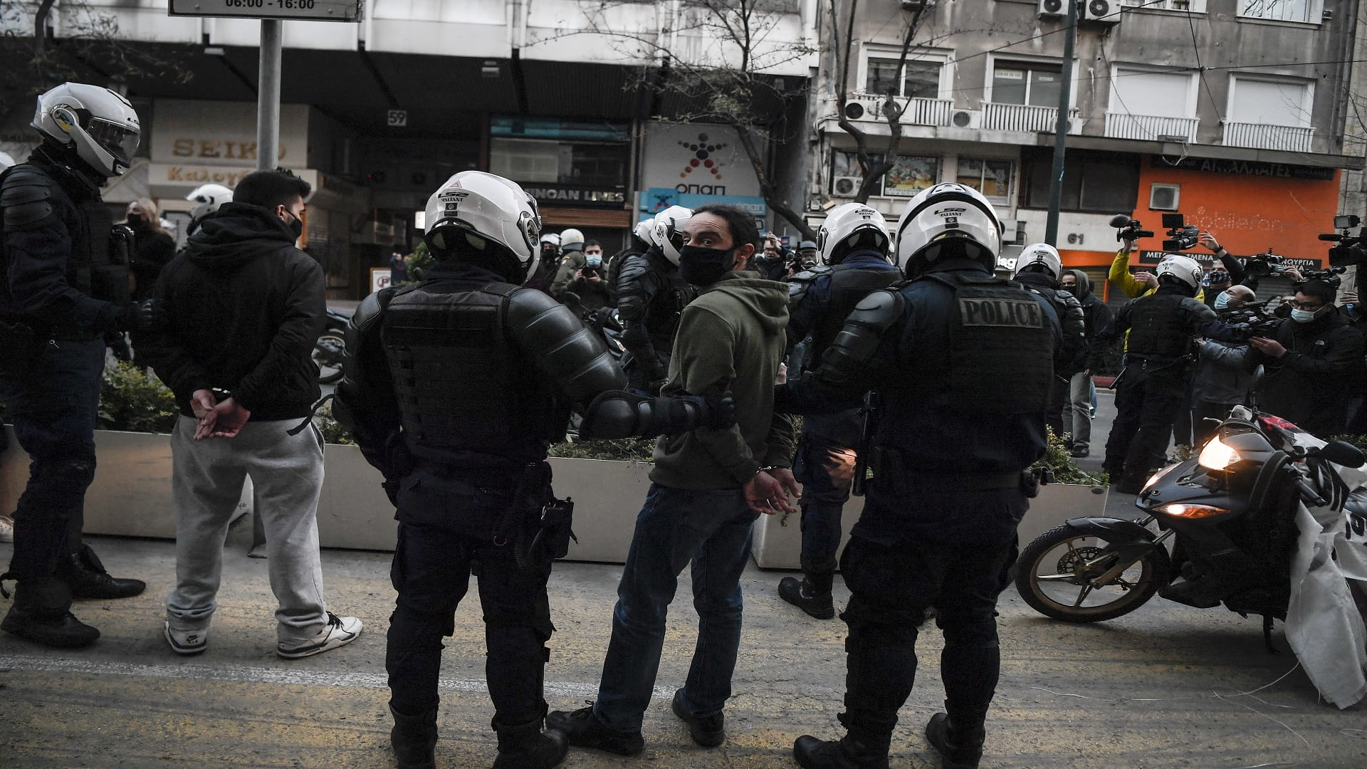 Image for the title: Clashes break out at Greek protest against police brutality 