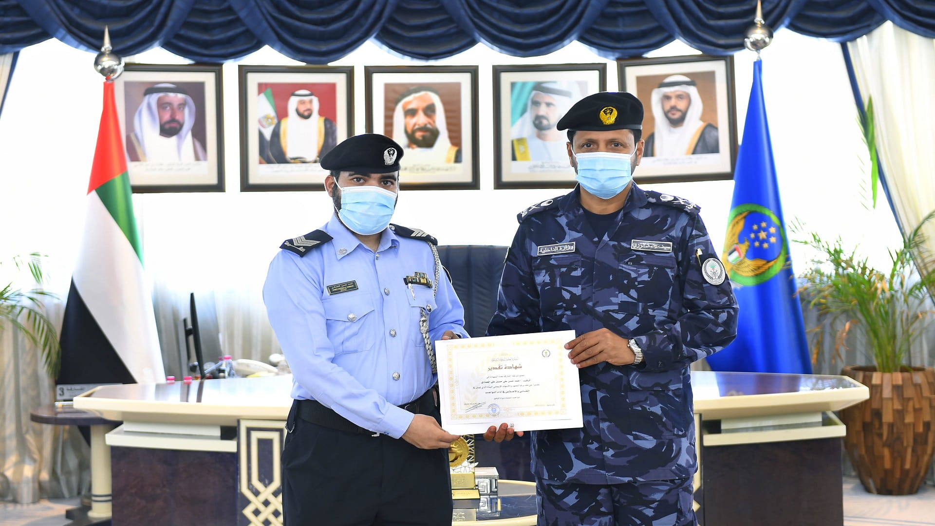 Image for the title: Major General Al Shamsi honours officer for his noble behaviour 