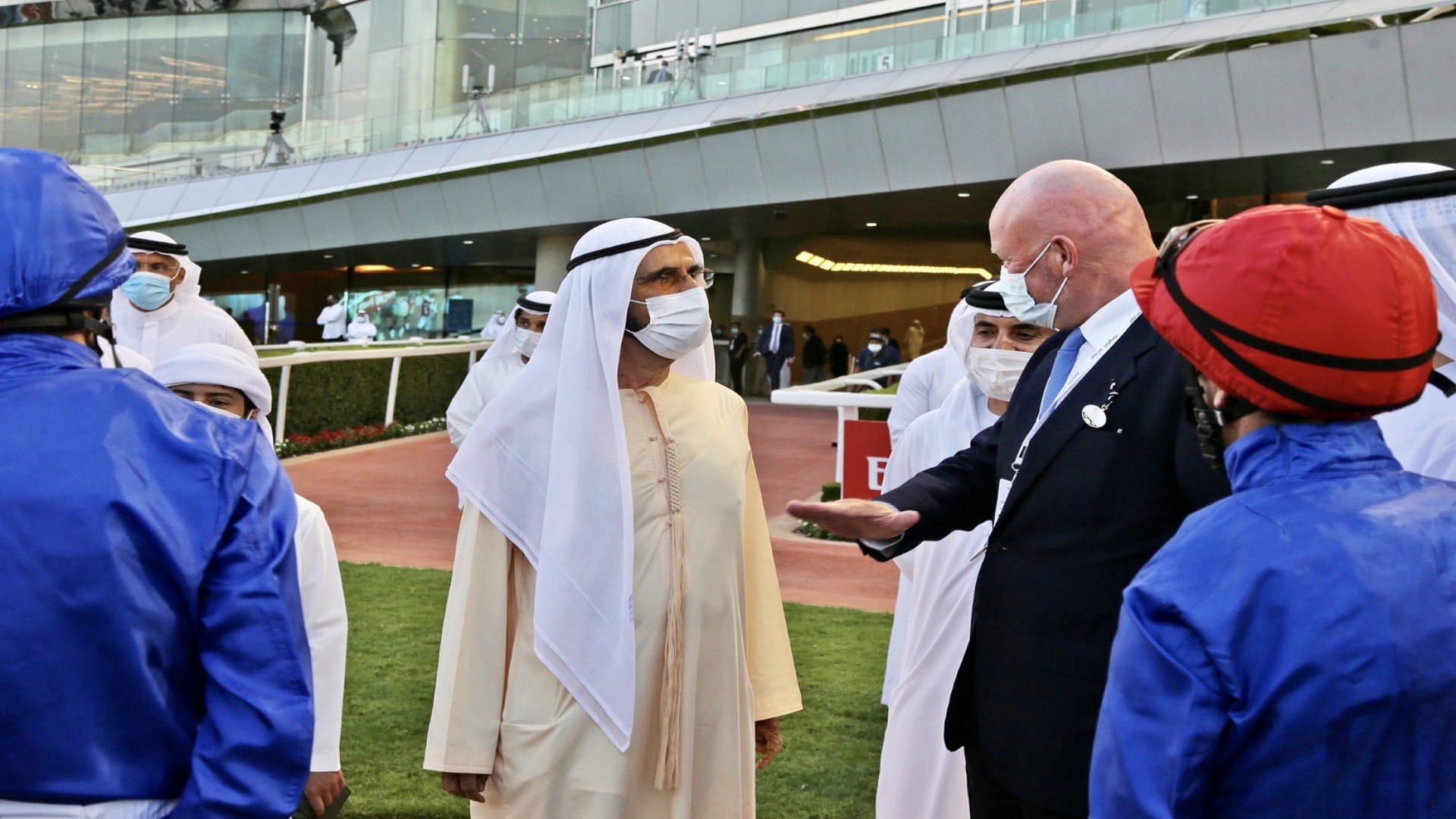 Image for the title: Mohammed bin Rashid attends Super Saturday at Meydan racecourse 