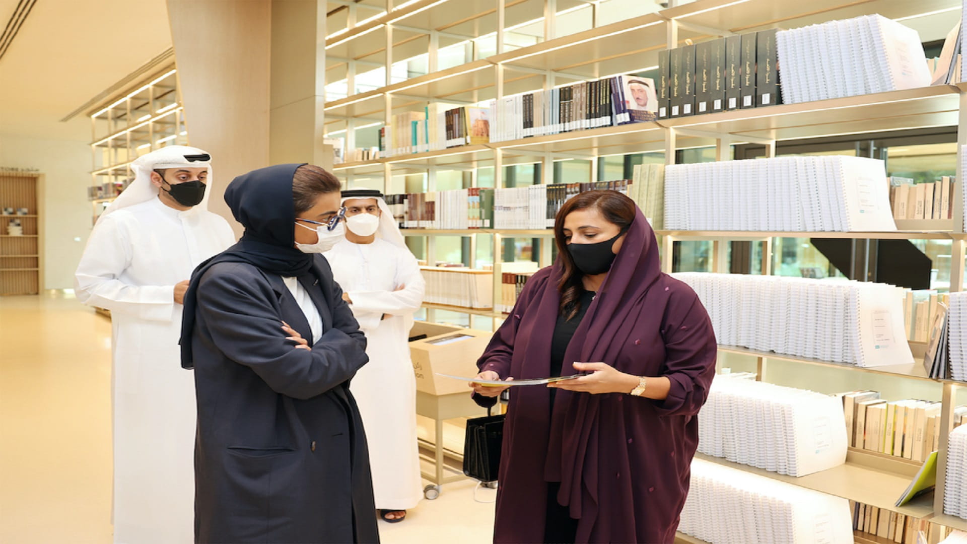 Image for the title: Bodour Al Qasimi receives Noura Al Kaabi at the House of Wisdom 