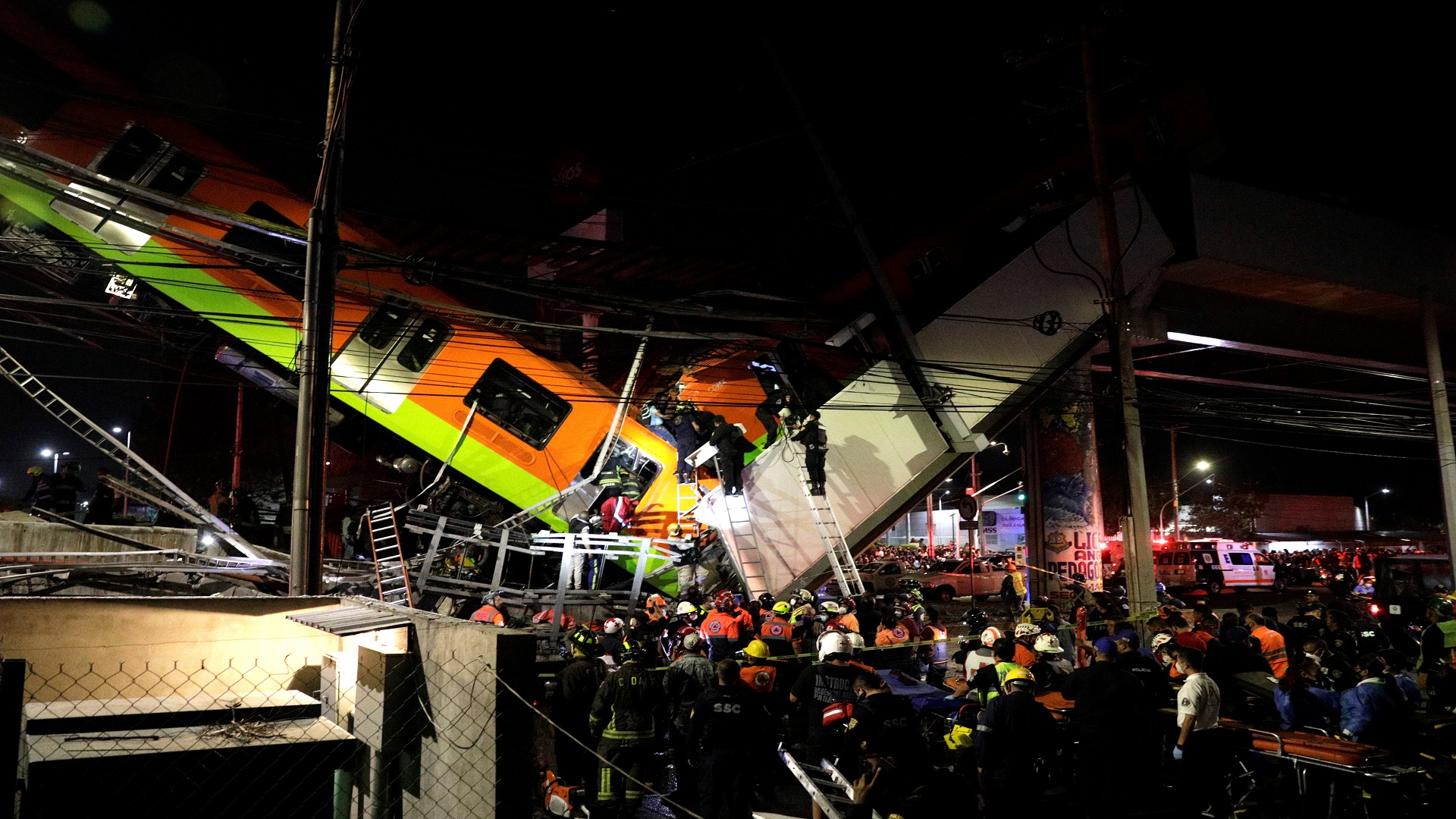 Image for the title: Mexico City rail overpass collapses, killing 13 and injuring 70 