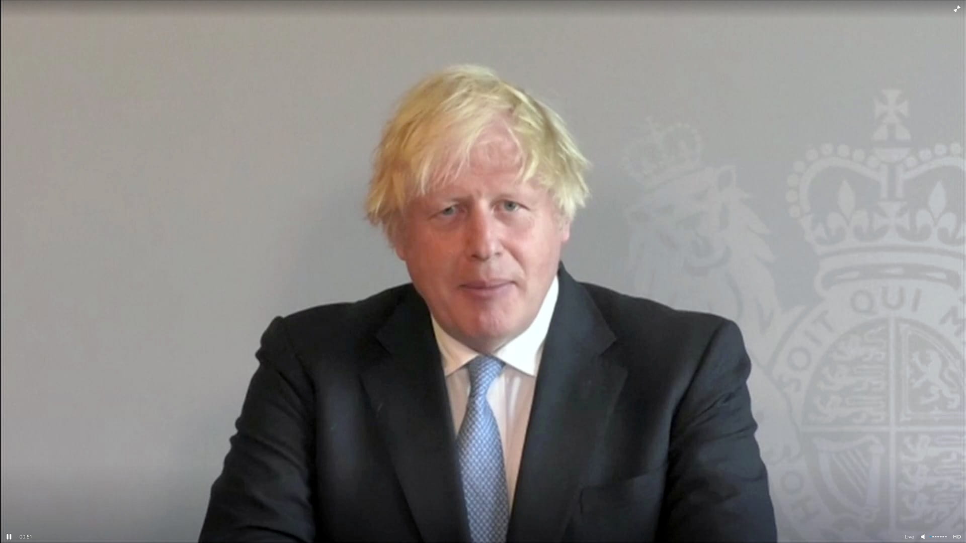 Image for the title: We're on your side, UK PM Johnson tells Belarus opposition leader 