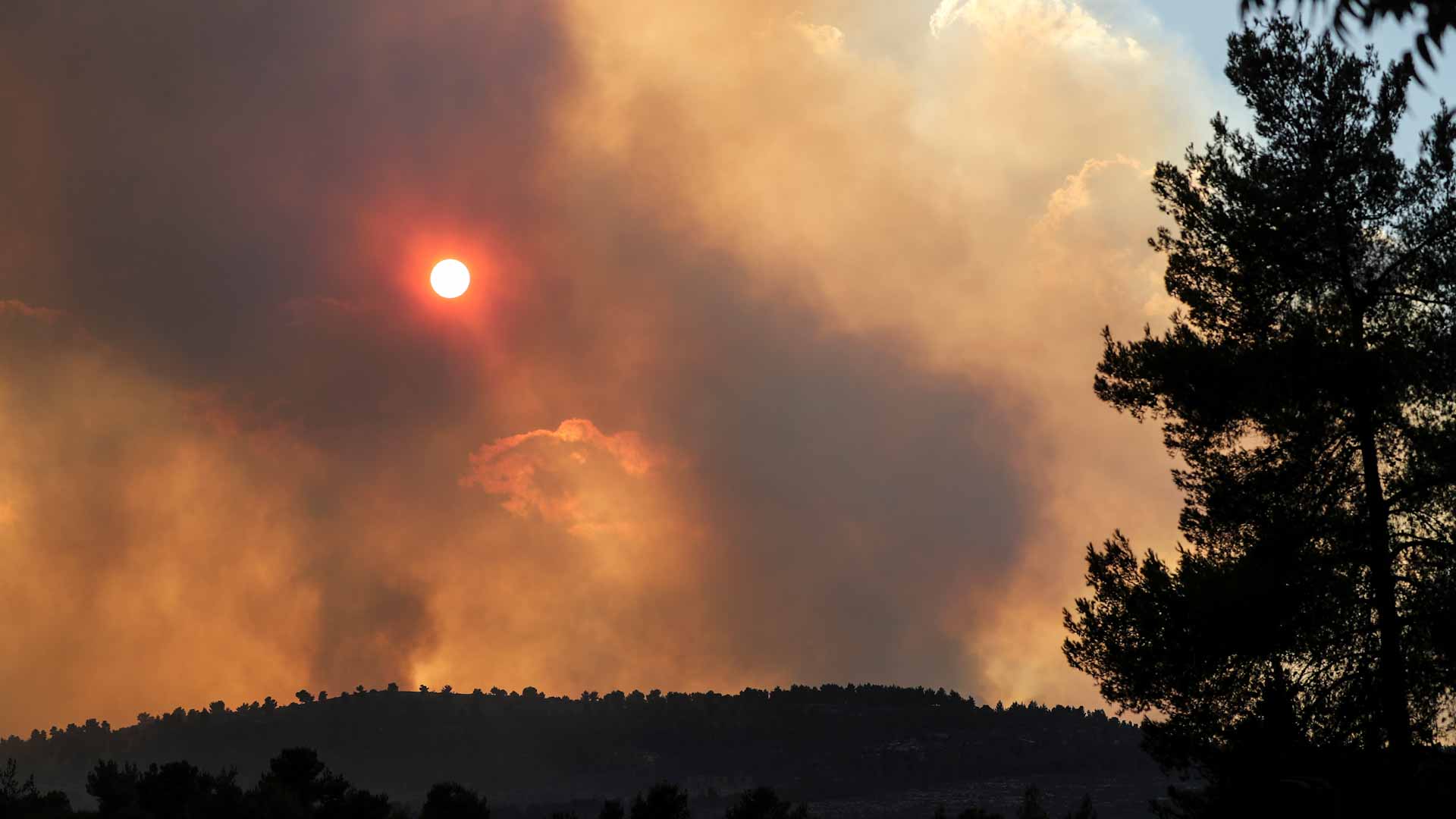 Image for the title: Wildfire in Jerusalem hills sends smoke clouds over city 