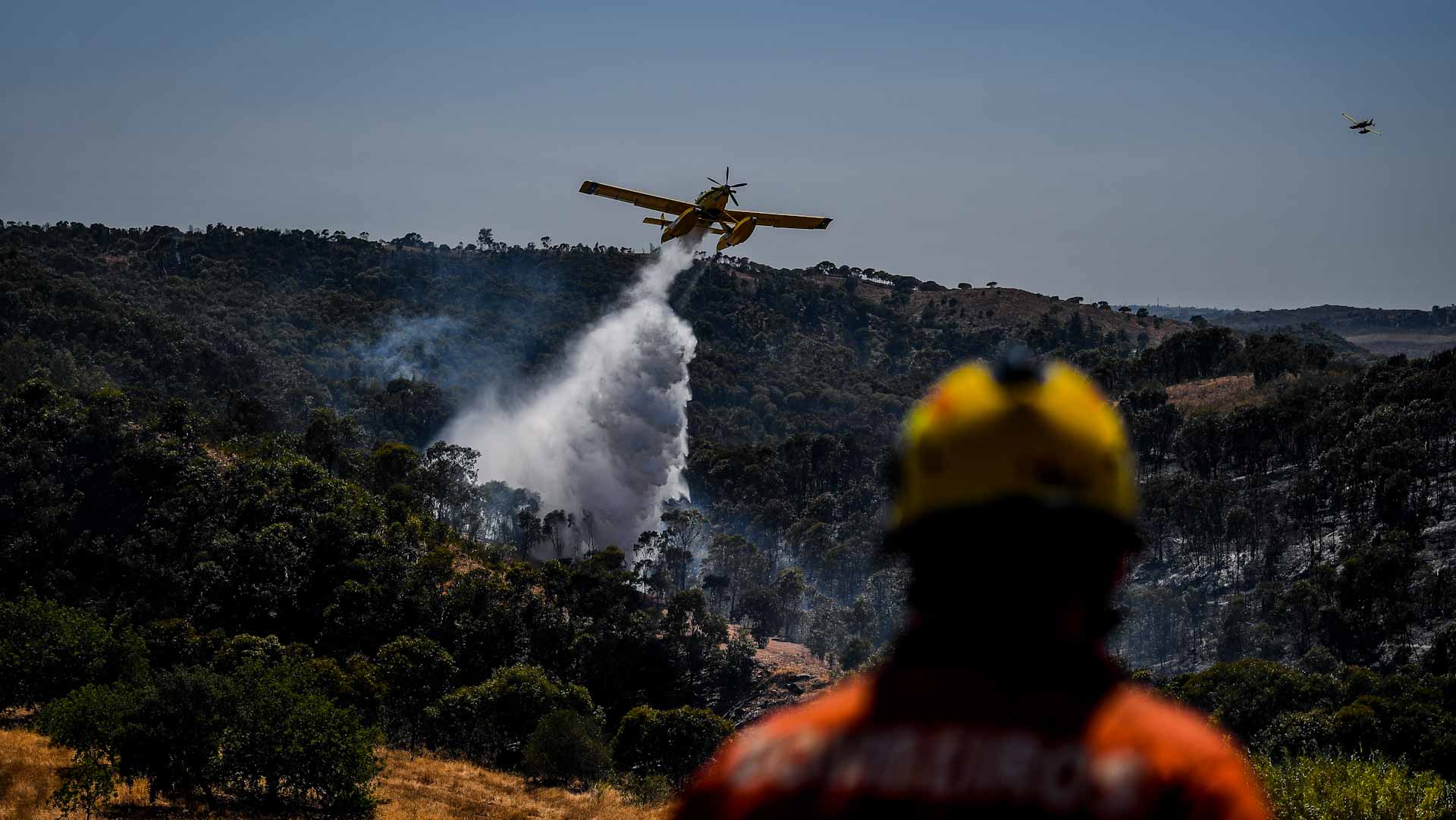 Image for the title: Portugal wildfire 'under control' but still burning 