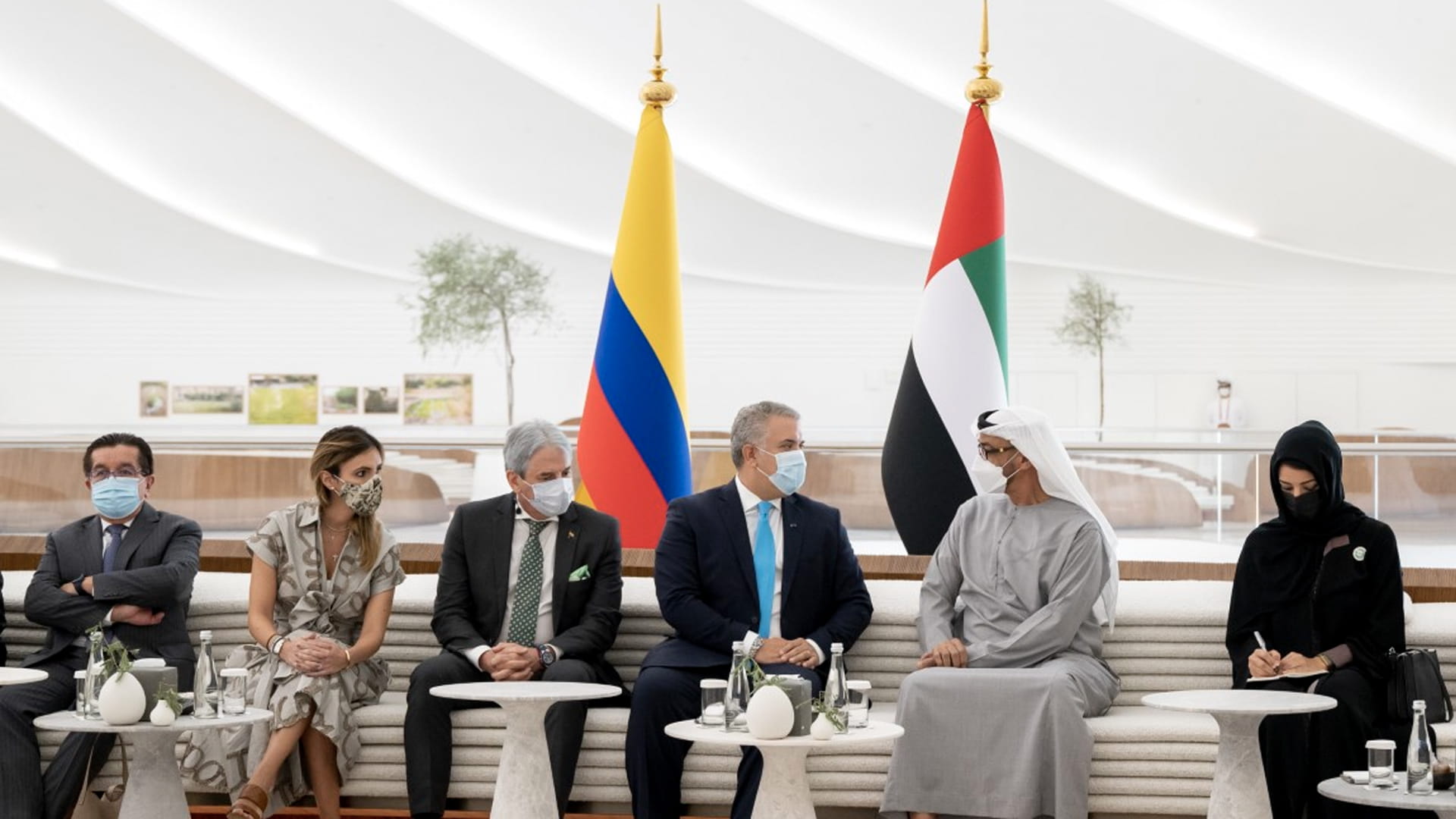 Image for the title: Abu Dhabi CP receives Colombia Pres. in UAE Pav. at Expo 2020 