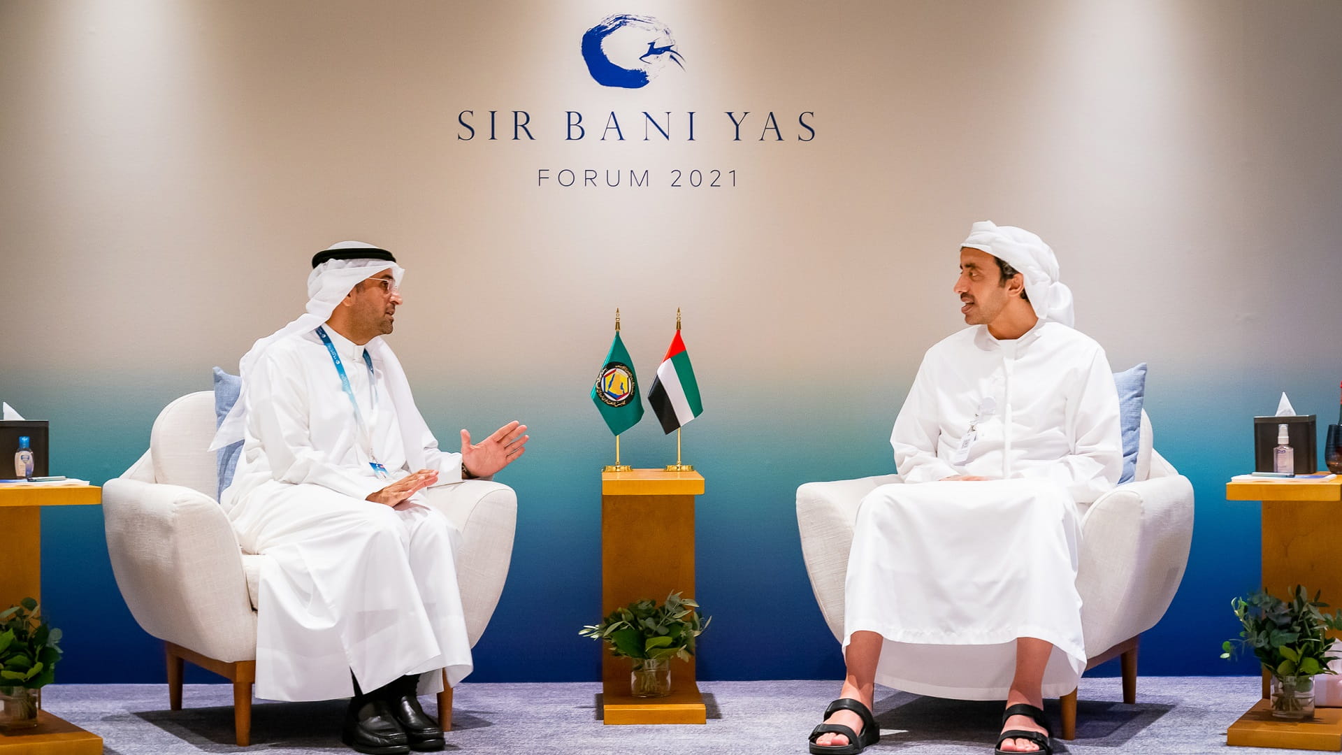 Image for the title: Abdullah bin Zayed receives GCC Secretary General 