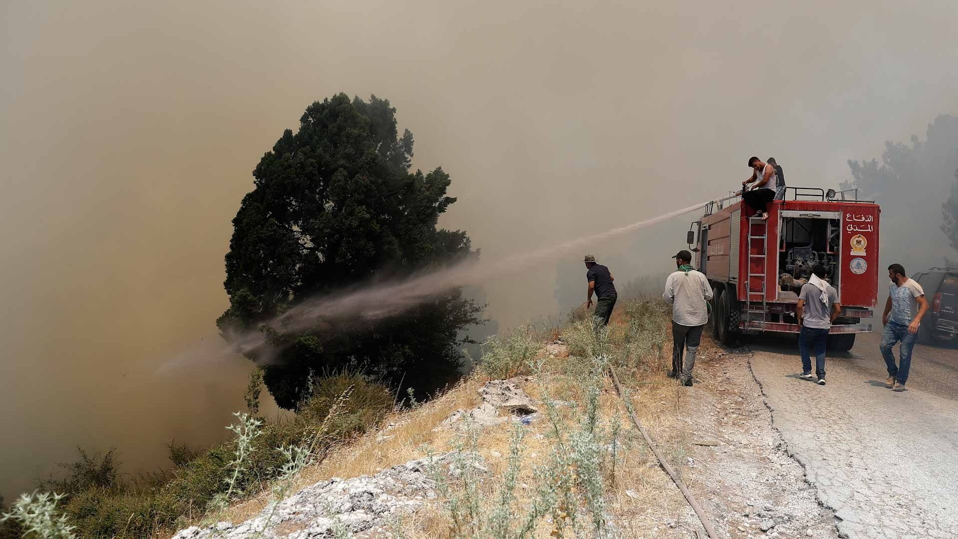 Image for the title: Fires rage in southern, central, northern Lebanon 