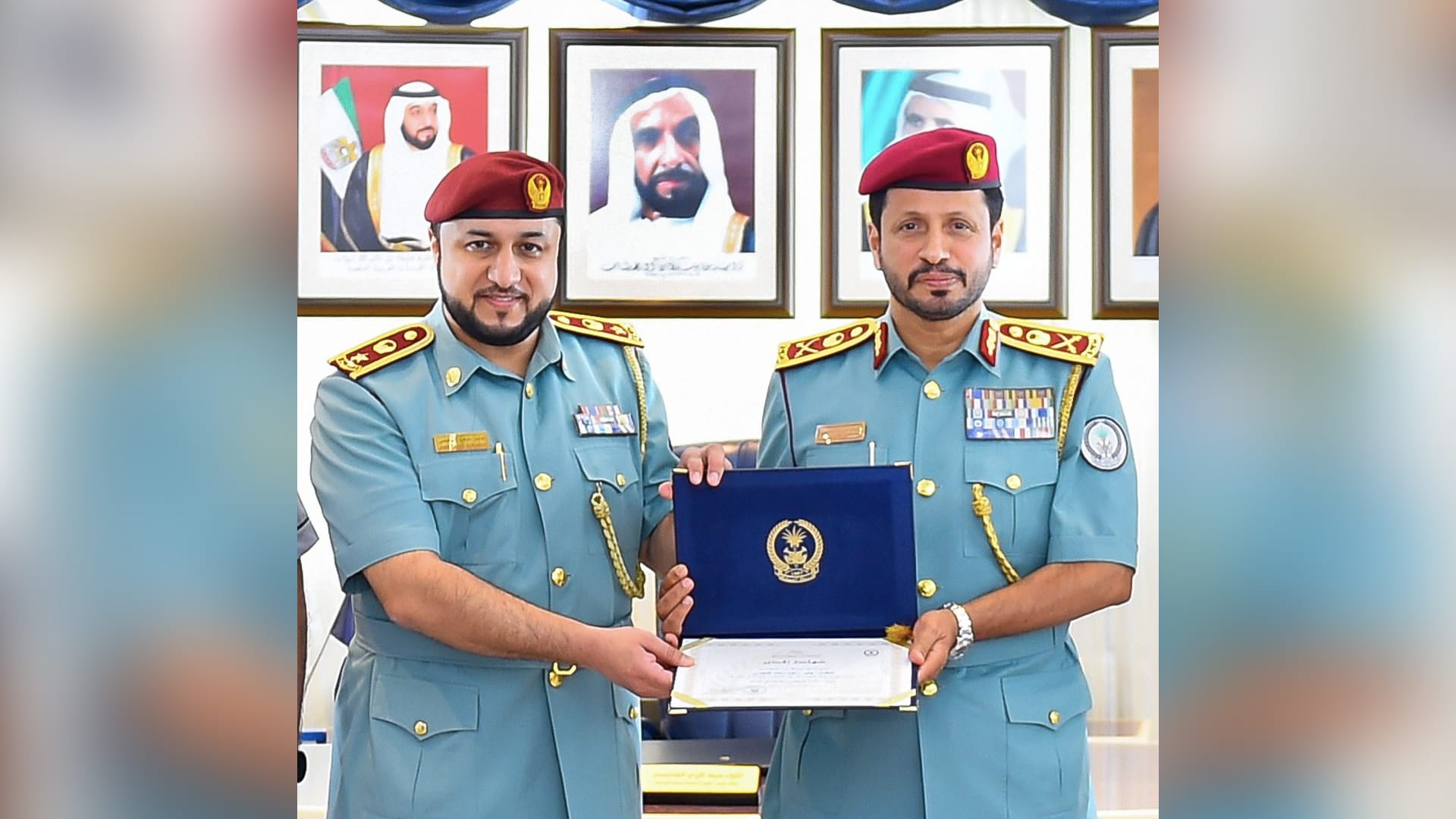 Image for the title: Major General Al Shamsi honours his office manager 