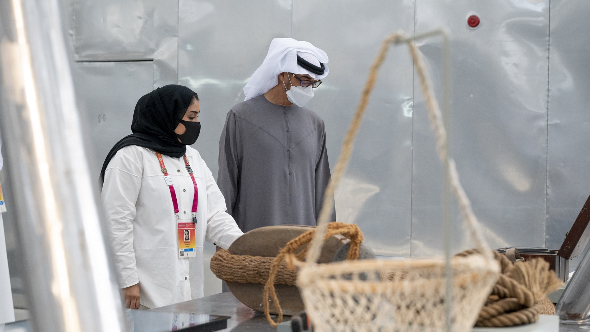 Image for the title: Mohamed bin Zayed visits Bahrain Pavilion at Expo 2020 Dubai 