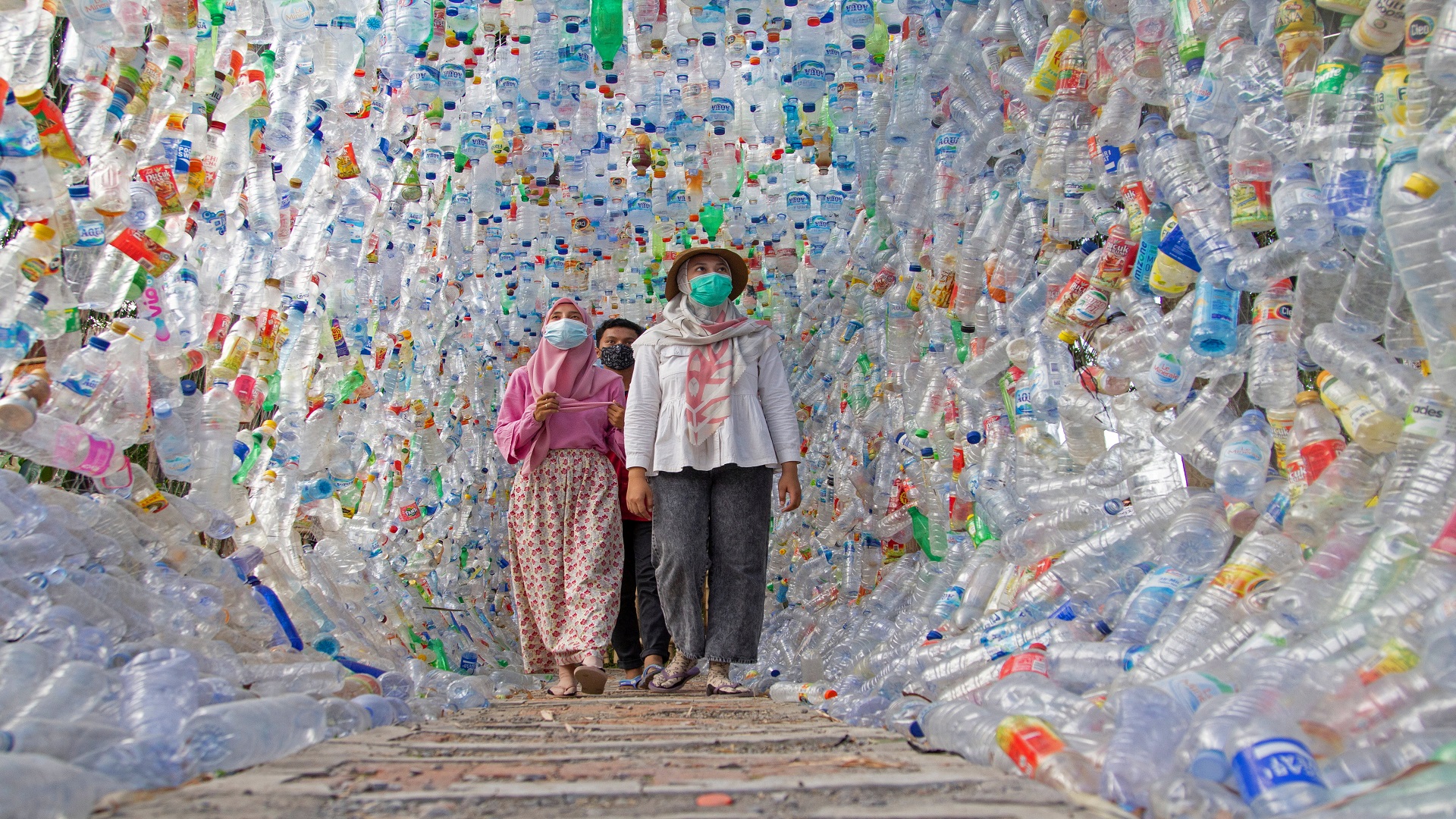 Image for the title: Museum made from plastic bottles, bags highlights marine crisis 