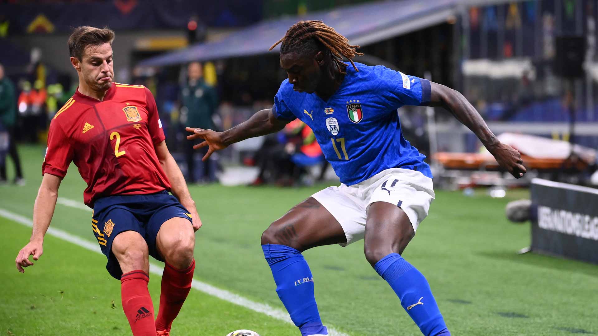 Image for the title: Spain end Italy's unbeaten run to reach Nations League final 