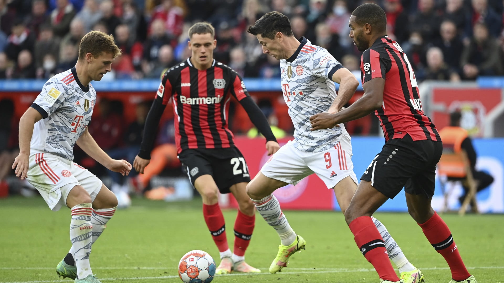 Image for the title: Bayern smash 5 past Leverkusen to reclaim top spot in Bundesliga 