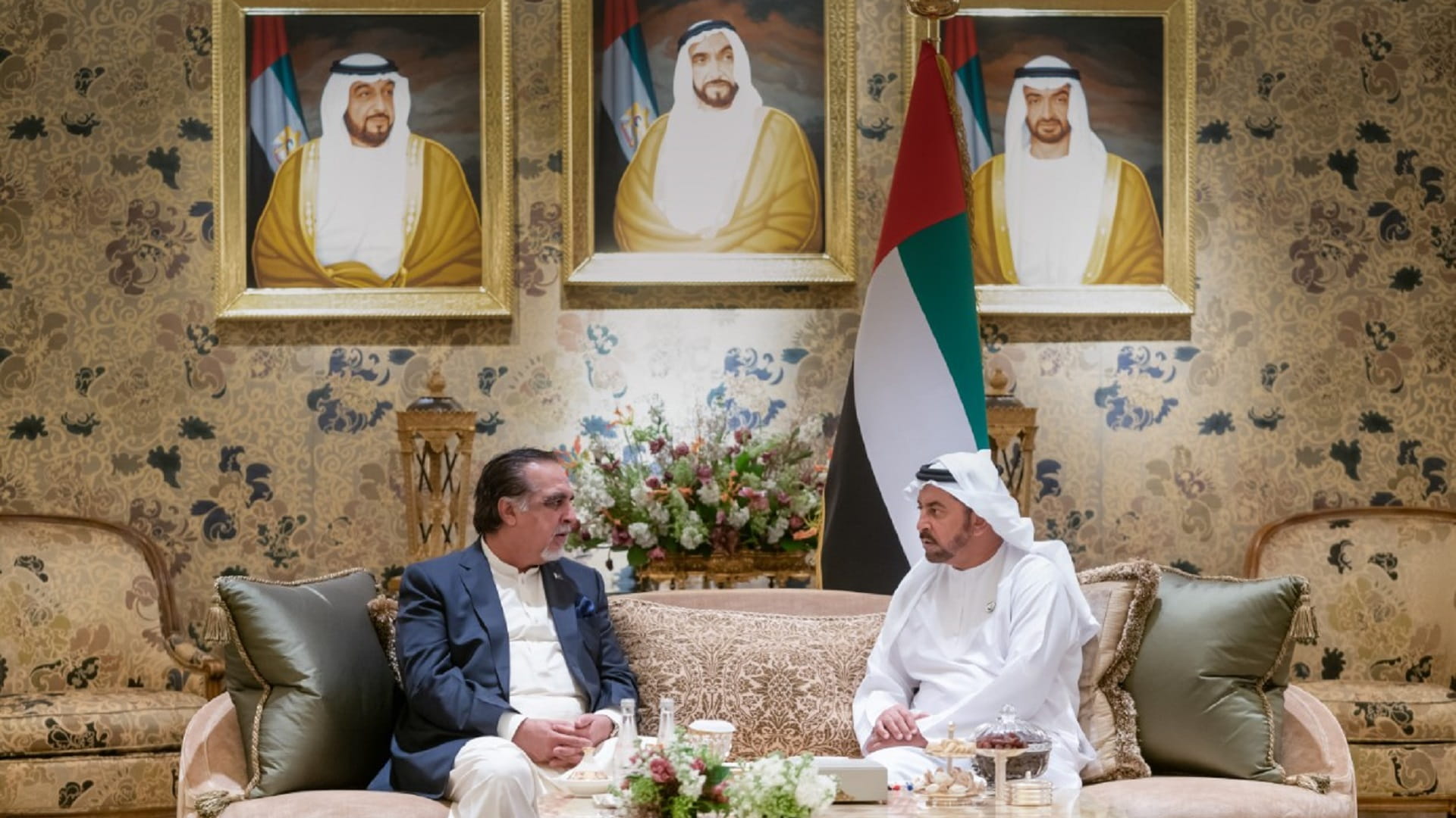 Image for the title: Hamdan bin Zayed, Pakistani official review boosting cooperation 