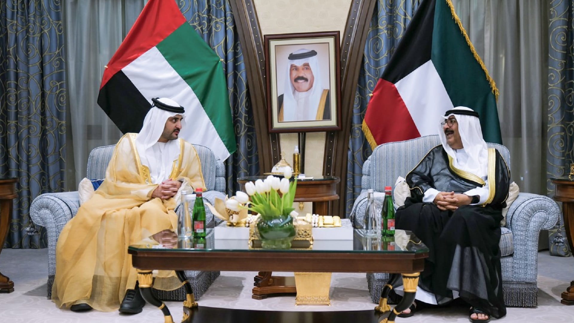 Image for the title: Maktoum bin Mohammed meets with Kuwait Crown Prince at MGI Summit 