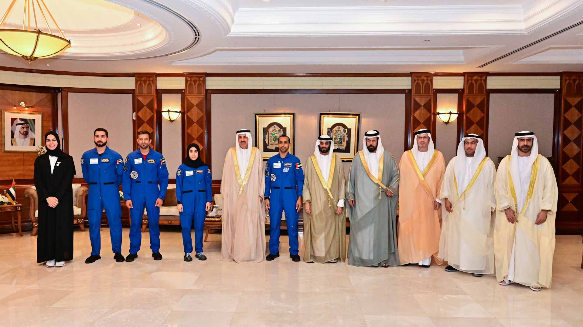 Image for the title: Ghobash meets Emirati astronauts, praises their contributions 