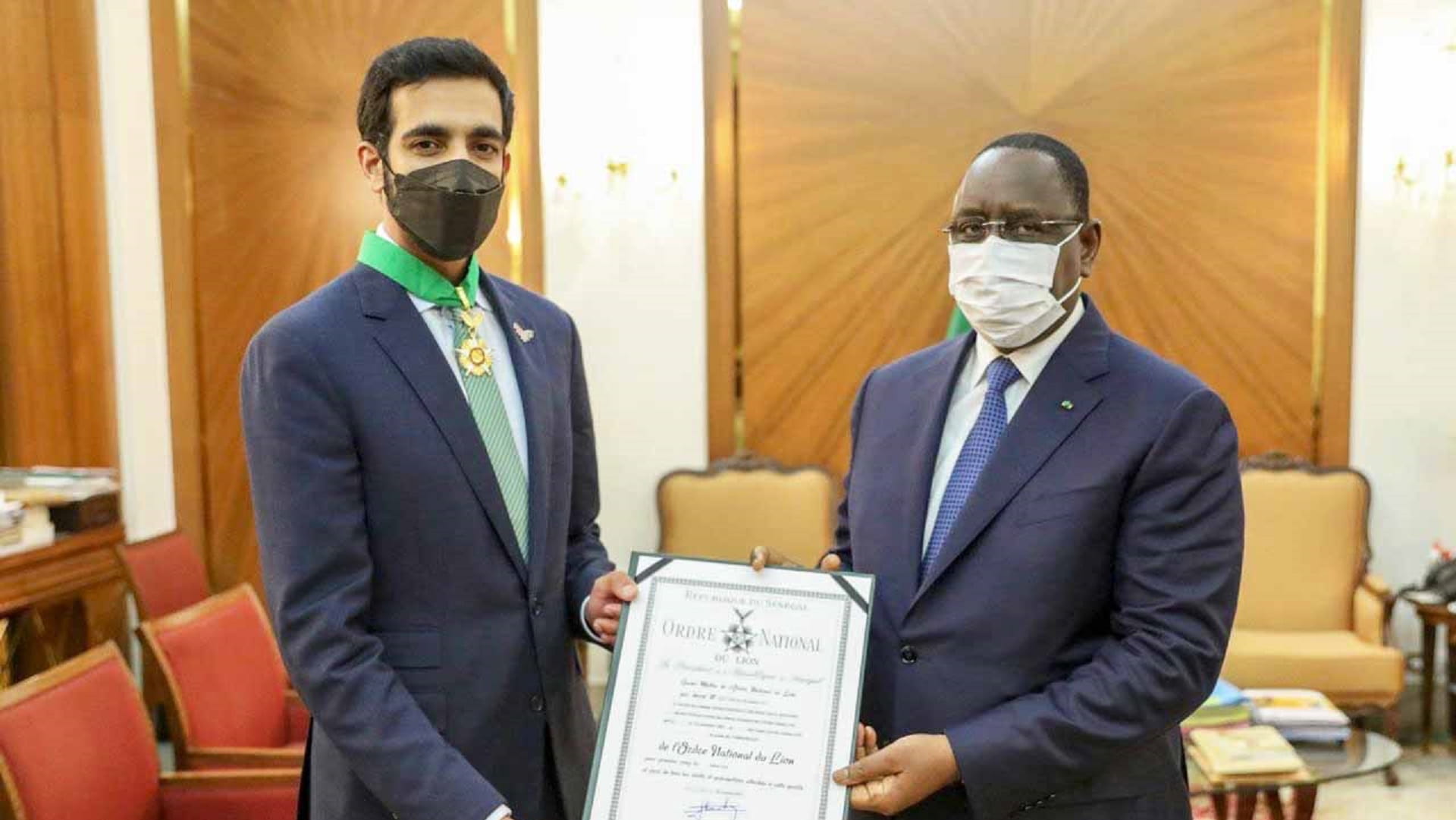 Image for the title: Shakhbout bin Nahyan awarded NOL by Senegal's President 