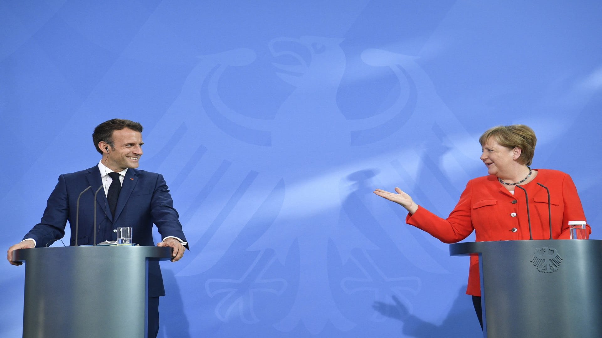 Image for the title: France's Macron, Germany's Merkel to meet Sept 16 - Elysee 