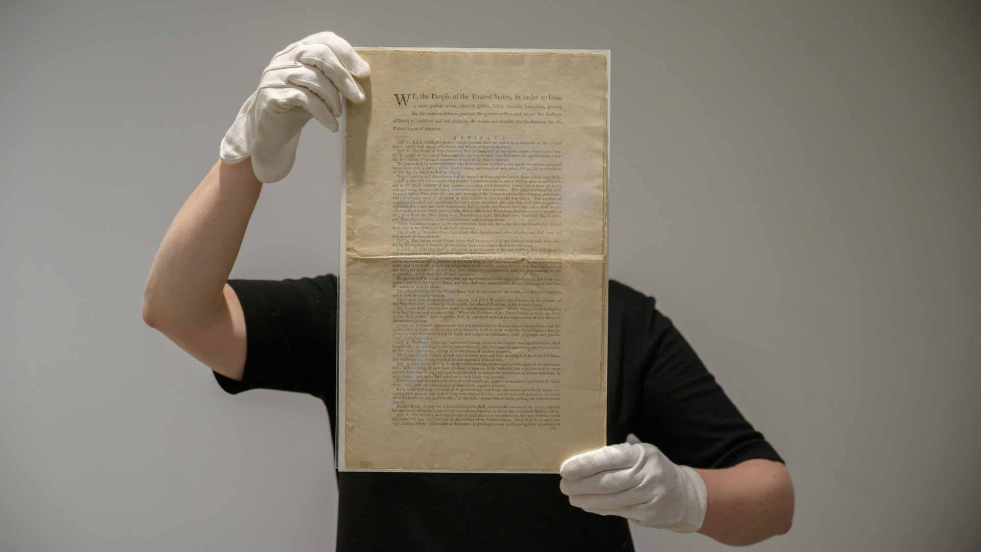 Image for the title: Sotheby's to auction rare first printing of U.S. Constitution 