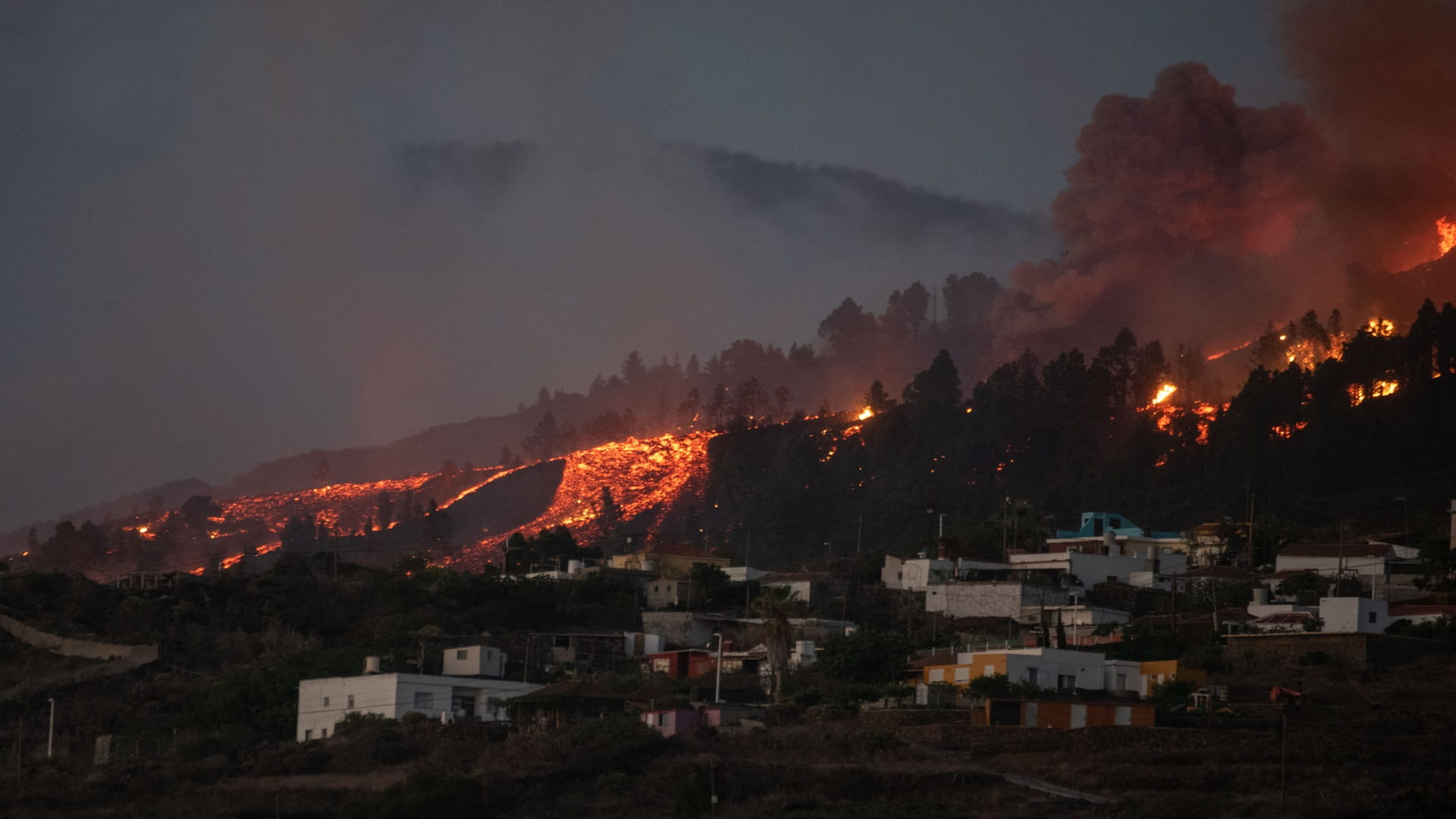 Image for the title: Houses 'destroyed' by Canary Islands volcano: authorities 