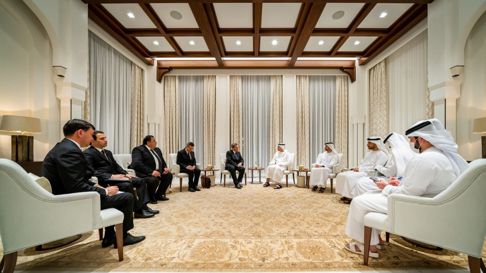 Image for the title: Abdullah bin Zayed, Turkmen Deputy Premier, FM enhance relations 