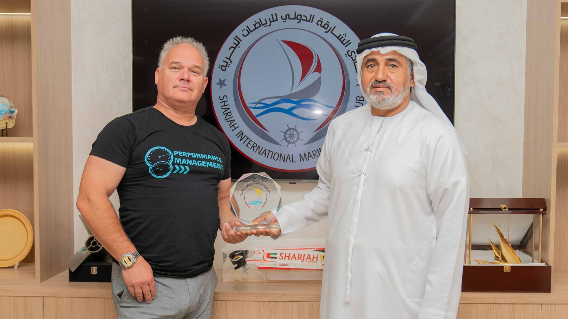 Image for the title: Ahmed Al Hosani receives President of IJSBA in Europe 