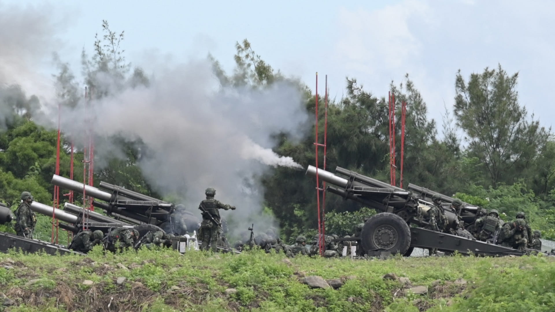 Image for the title: Taiwan holds military drill after China repeats threats 