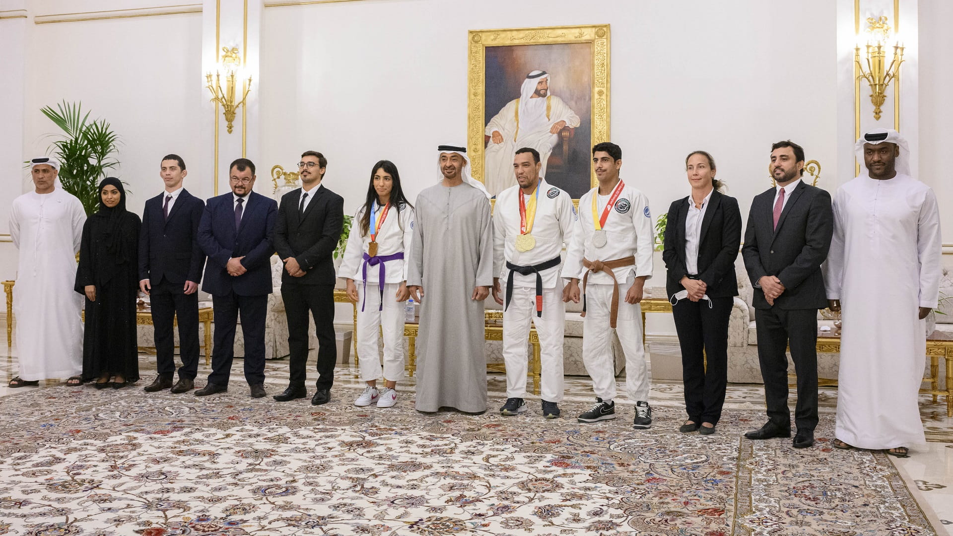 Image for the title: Pres. receives Emirati Jiu-Jitsu champions in World Games 2022 