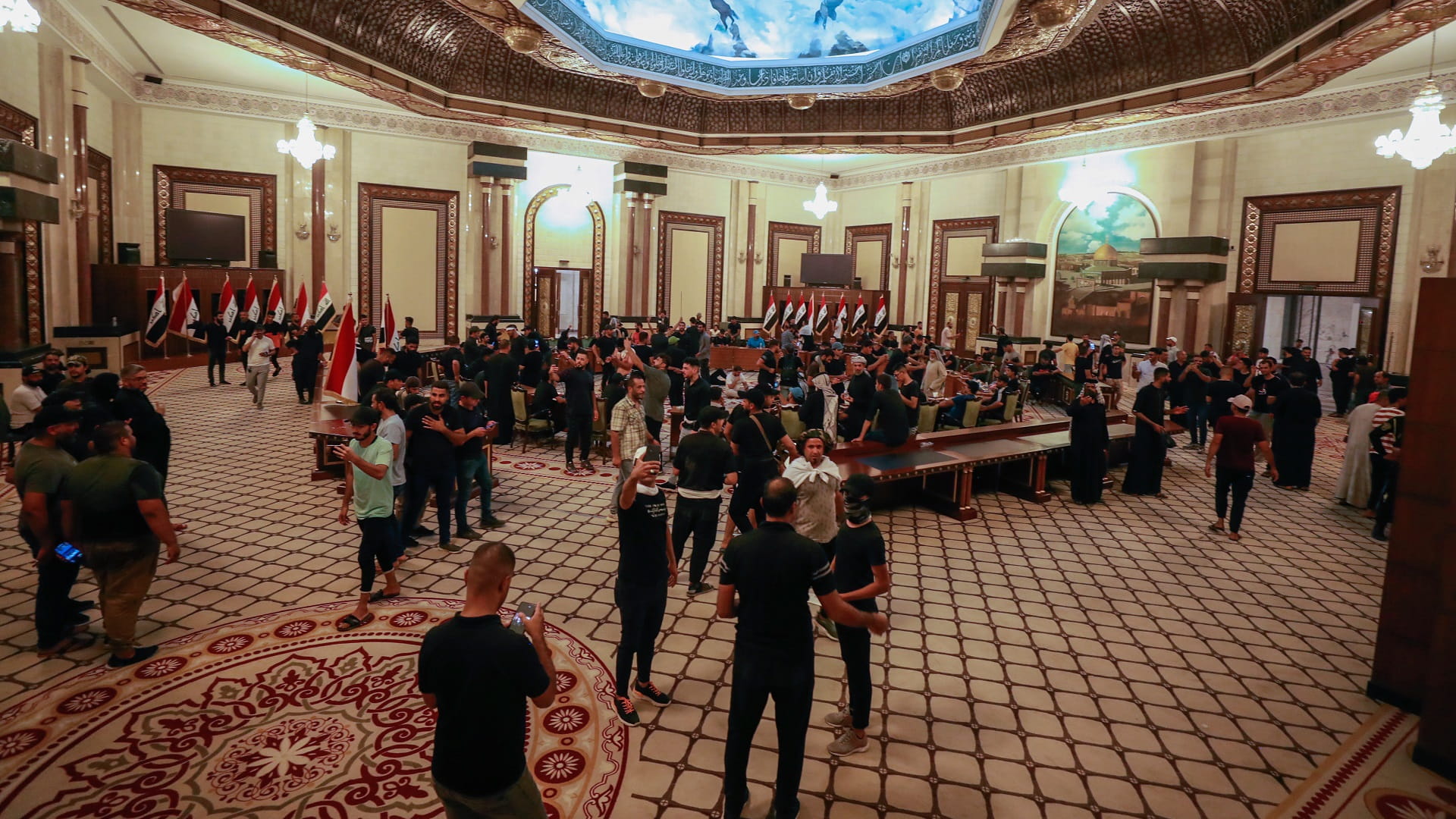 Image for the title: Sadr supporters storm Iraq's Republican Palace 