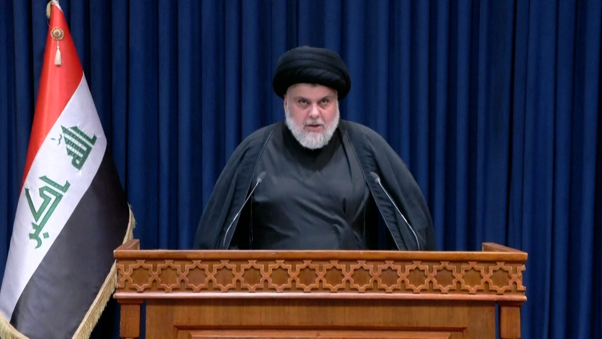 Image for the title: Iraq cleric Sadr says quitting politics 