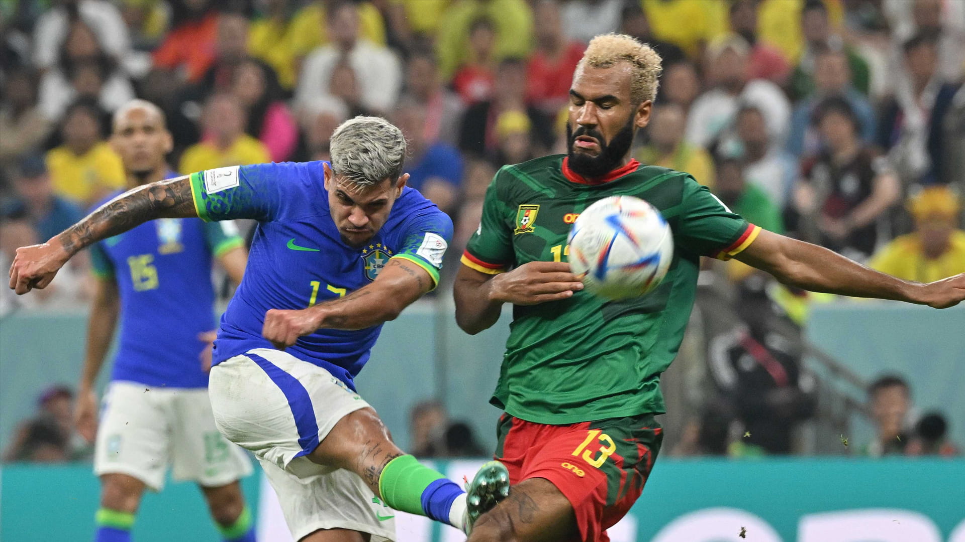 Image for the title: Cameroon beat already-qualified Brazil in World Cup group game 