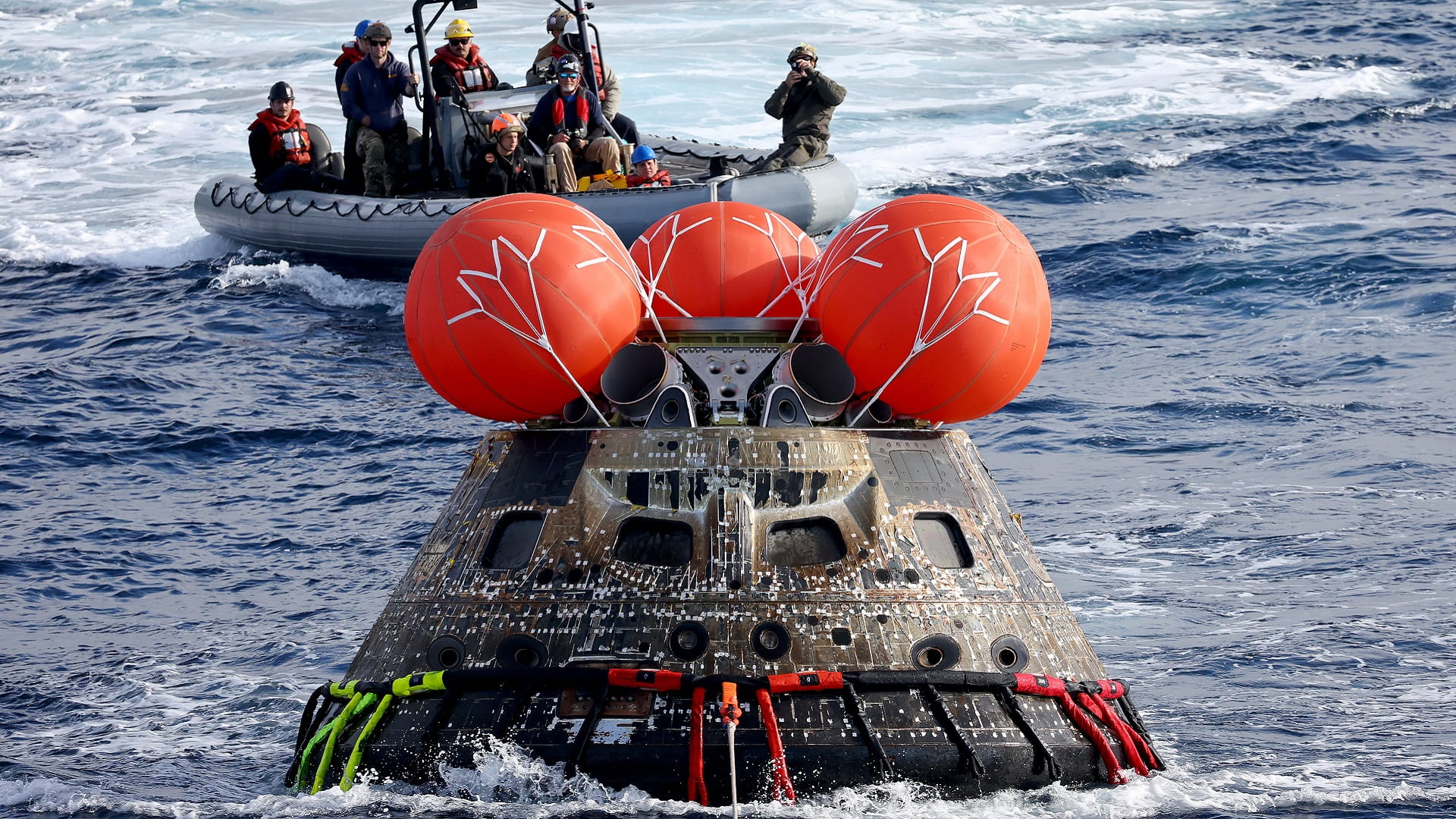 Image for the title: NASA’s Orion splashes down after record-setting lunar voyage 