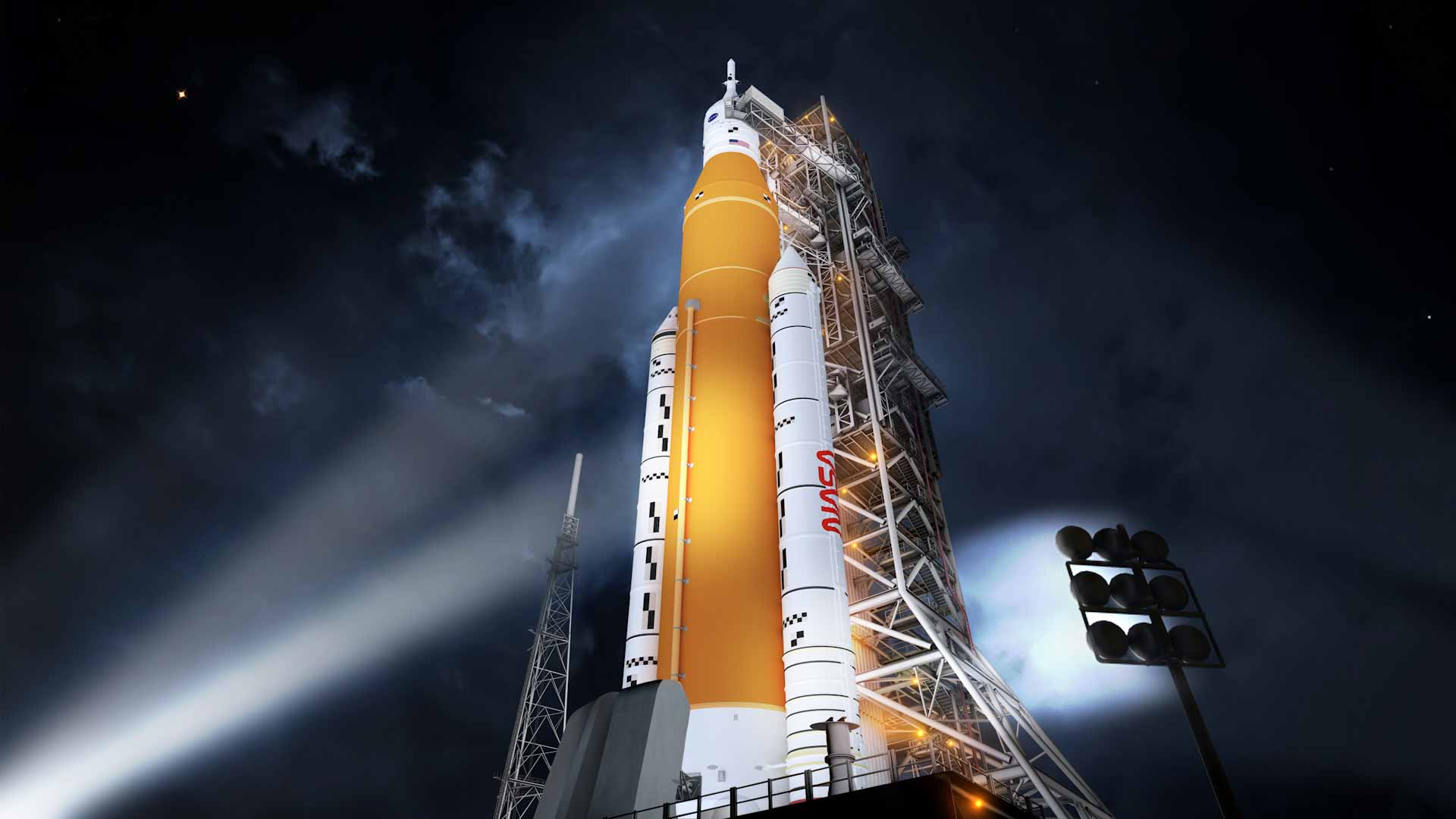 Image for the title: Rollout of NASA's new moon rocket delayed at least a month 