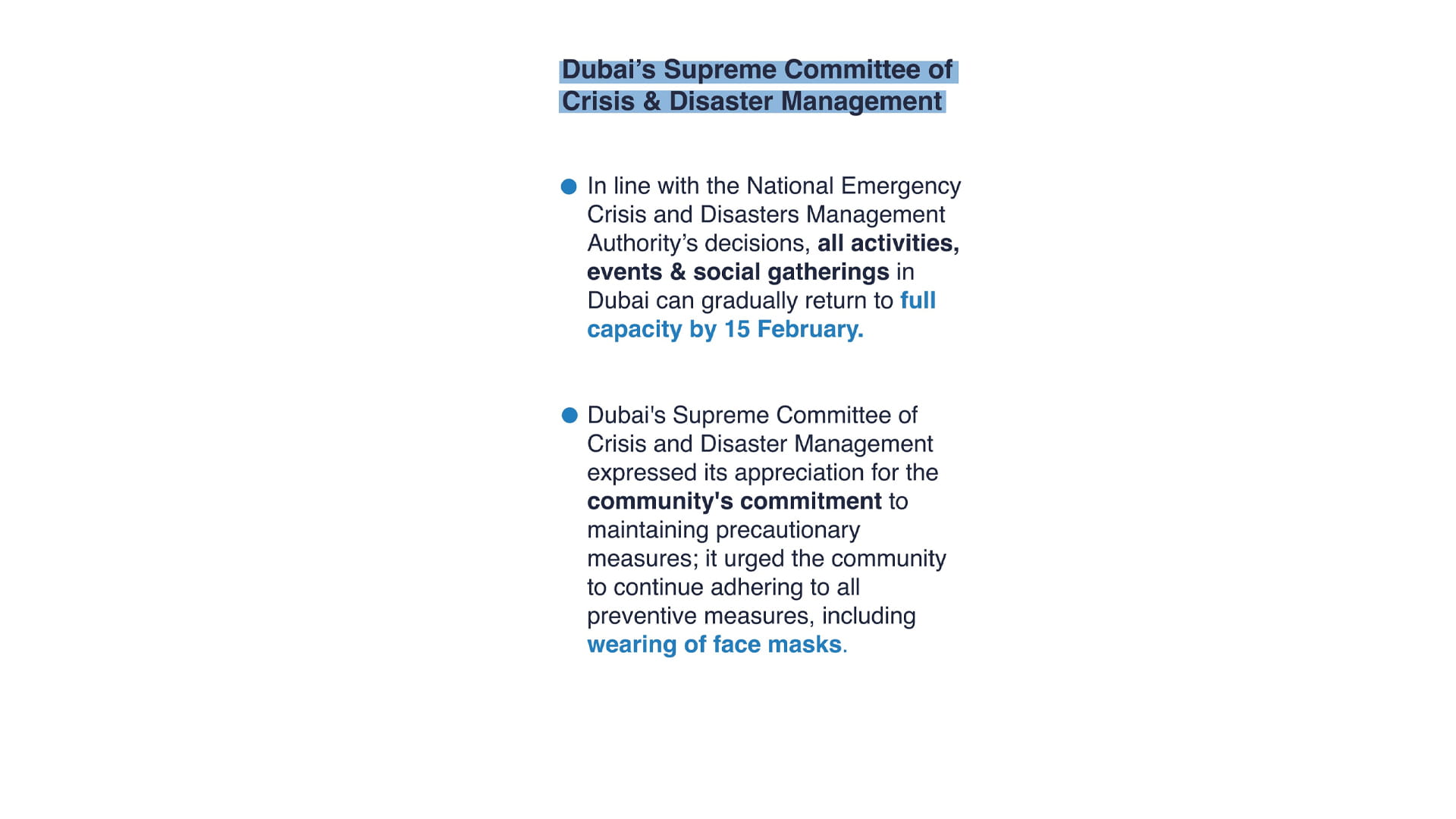 Image for the title: Events, gatherings in Dubai can gradually return to full capacity 