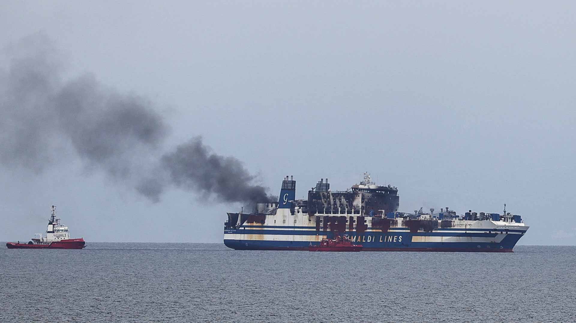 Image for the title: Greece ferry fire death toll climbs to five 