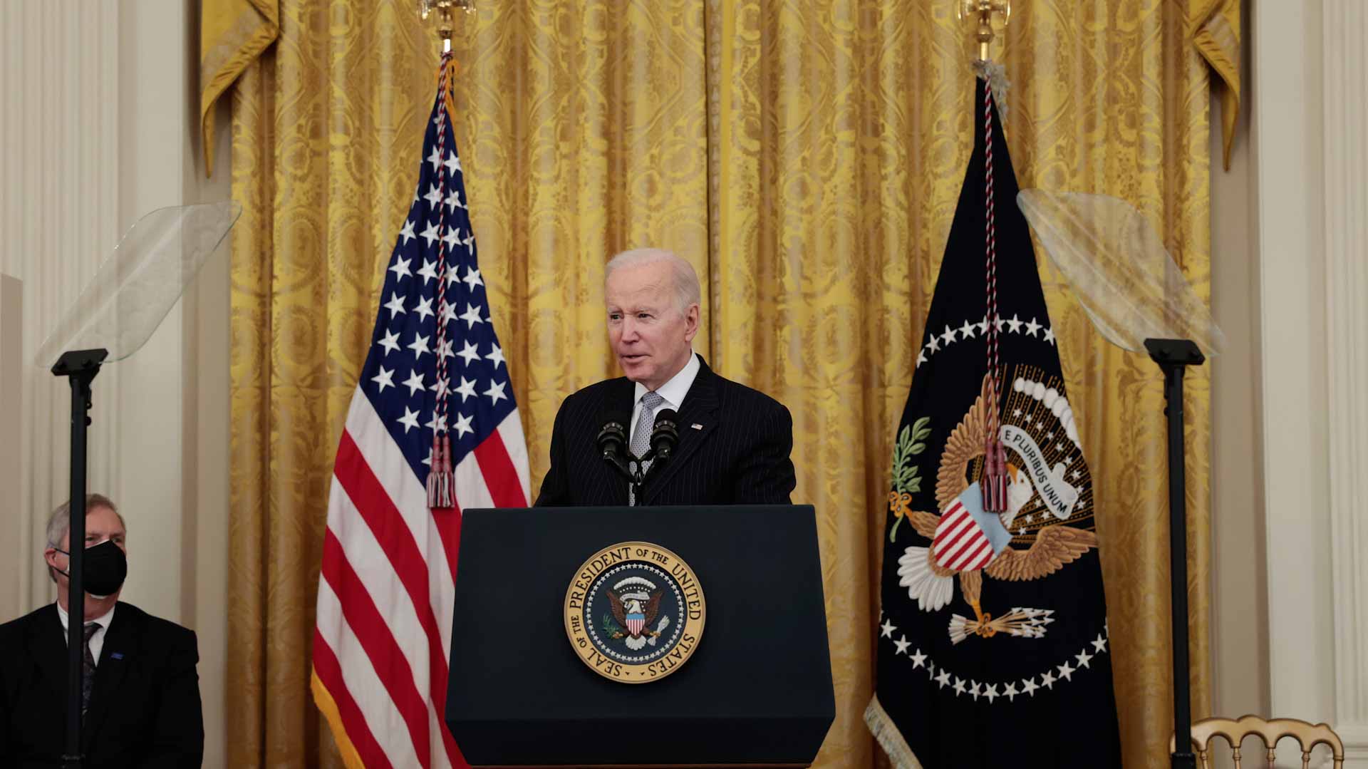 Image for the title: Biden to unveil new sanctions on Russia after it invades Ukraine 