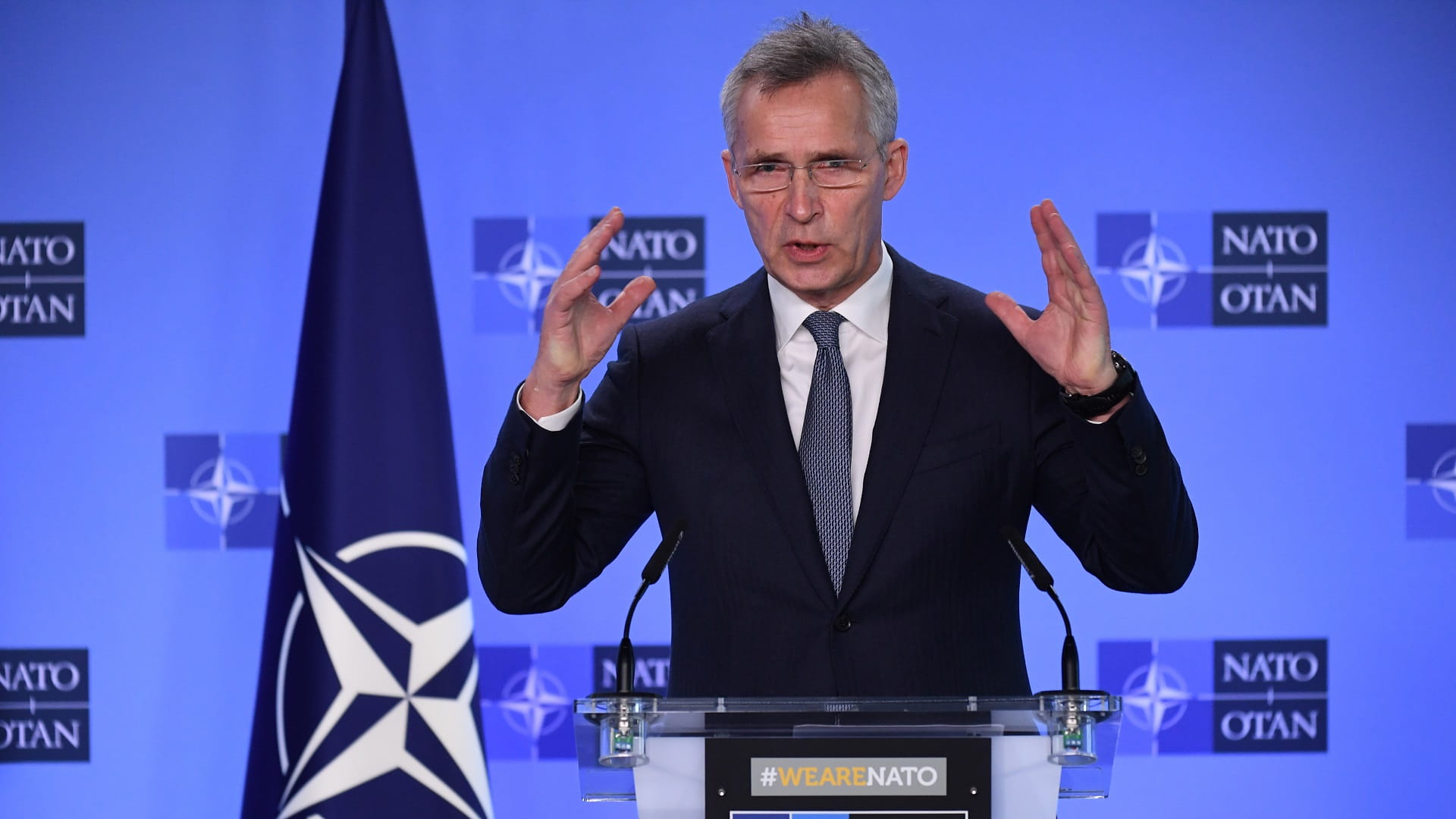 Image for the title: NATO chief warns Russia of 'severe costs' if Ukraine attacked 