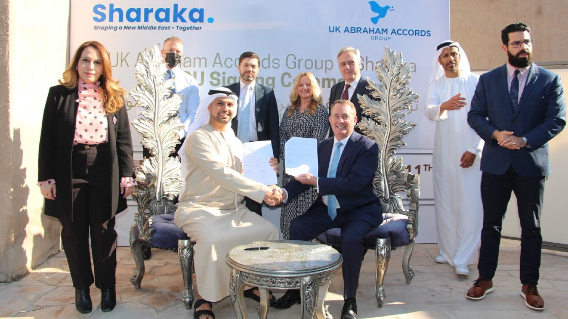 Image for the title: UK Abraham Accords Group, Sharaka sign MoU 