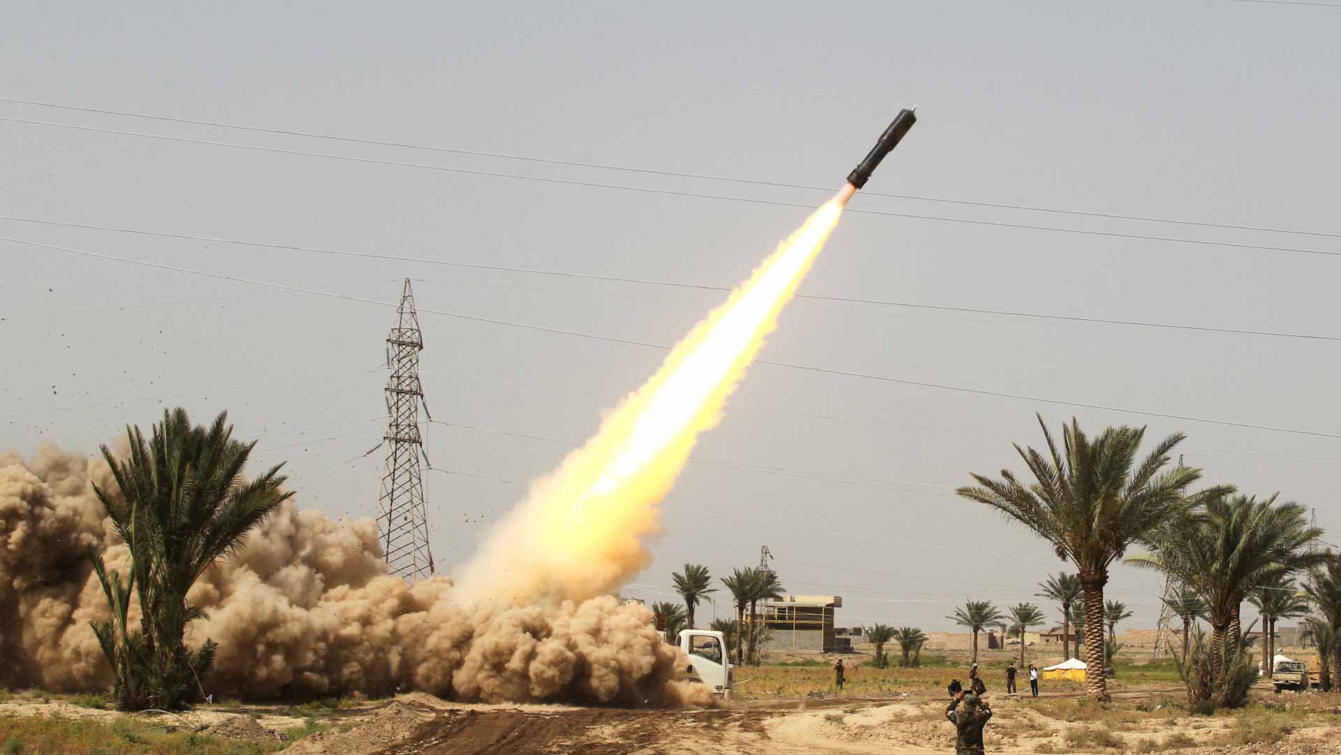 Image for the title: Rocket attack on Baghdad's Green Zone wounds 3 