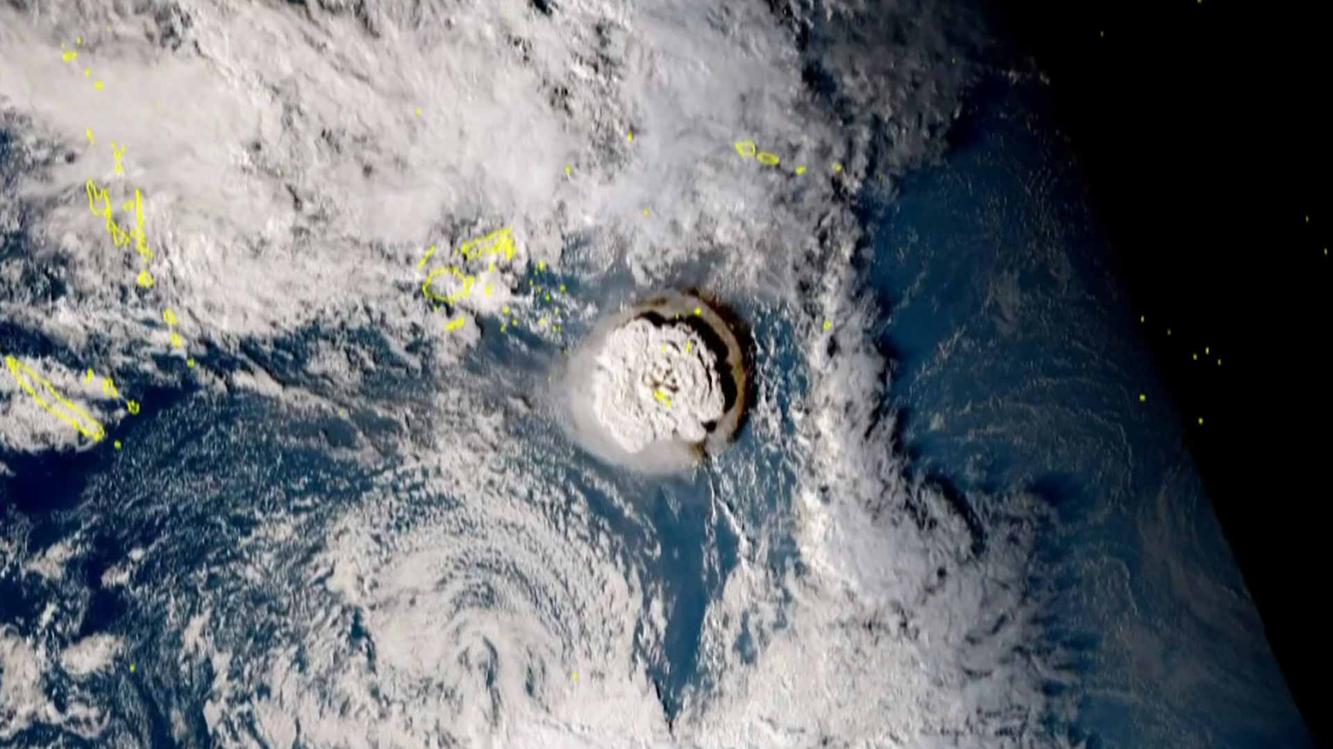 Image for the title: Tsunami observed in American Samoa after Tonga volcano erupts 