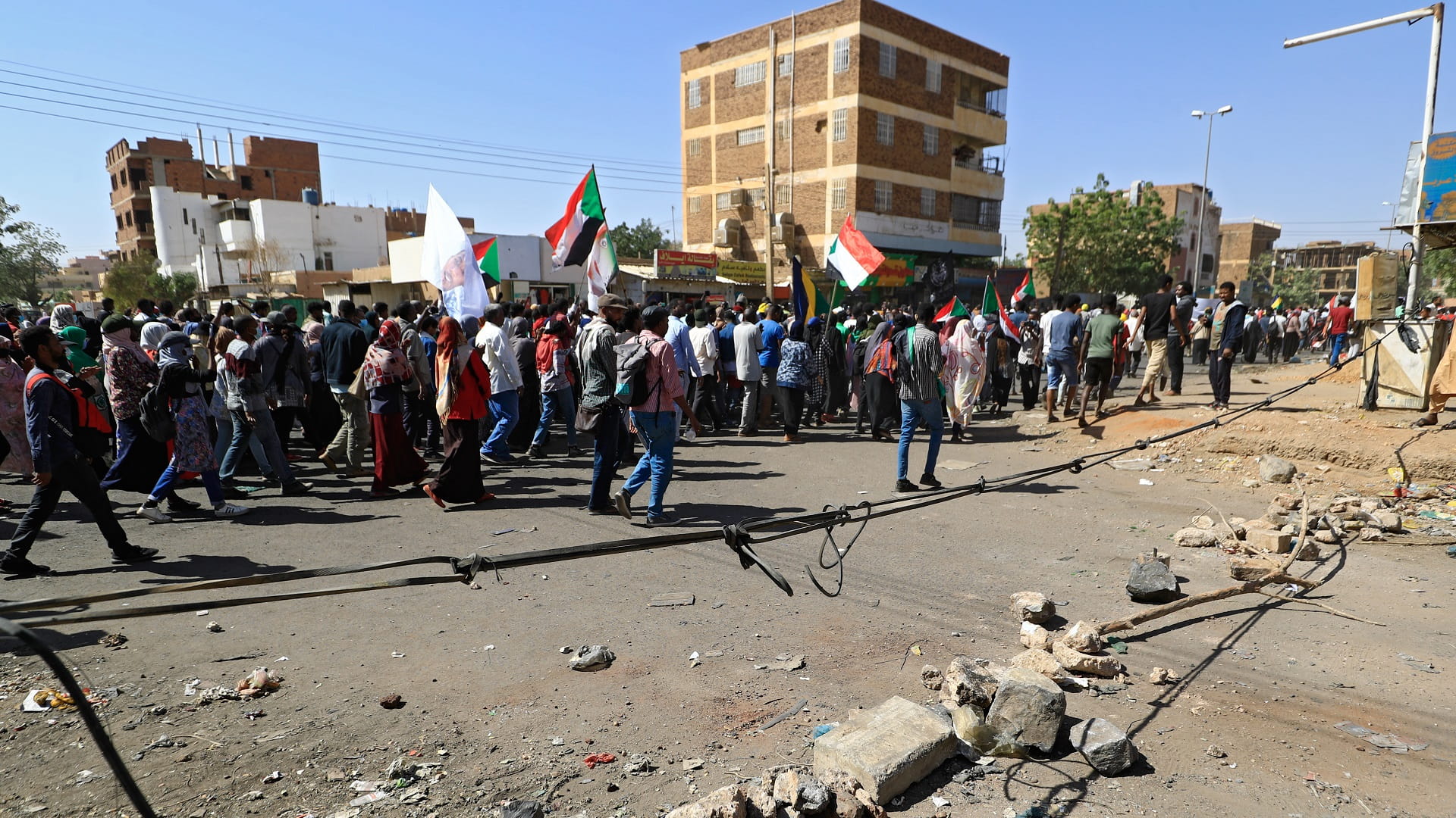 Image for the title: Two protesters killed in latest Sudan anti-coup rally 