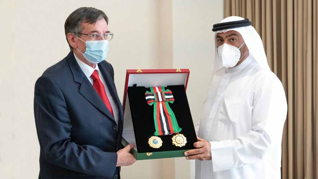 Image for the title: UAE President confers Medal of Independence on Serbia Ambassador  